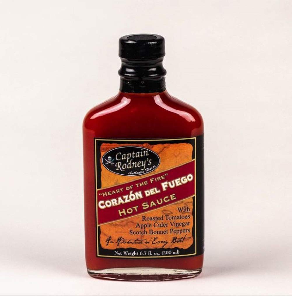 Captain Rodney's Private Reserve Hot Sauce – Corezon Del Fuego | Spicy Gourmet Hot Sauce for Tacos, Wings & BBQ | Premium Artisan Hot Pepper Sauce for Cooking & Gifting