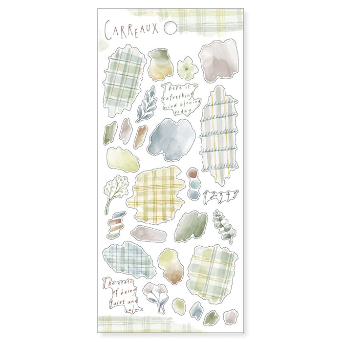 Eco-Friendly Carreaux Green Stickers - Self-Adhesive Vinyl Decals for Laptops, Water Bottles & DIY Crafts | Perfect for Home Decor, Scrapbooking & Personalization