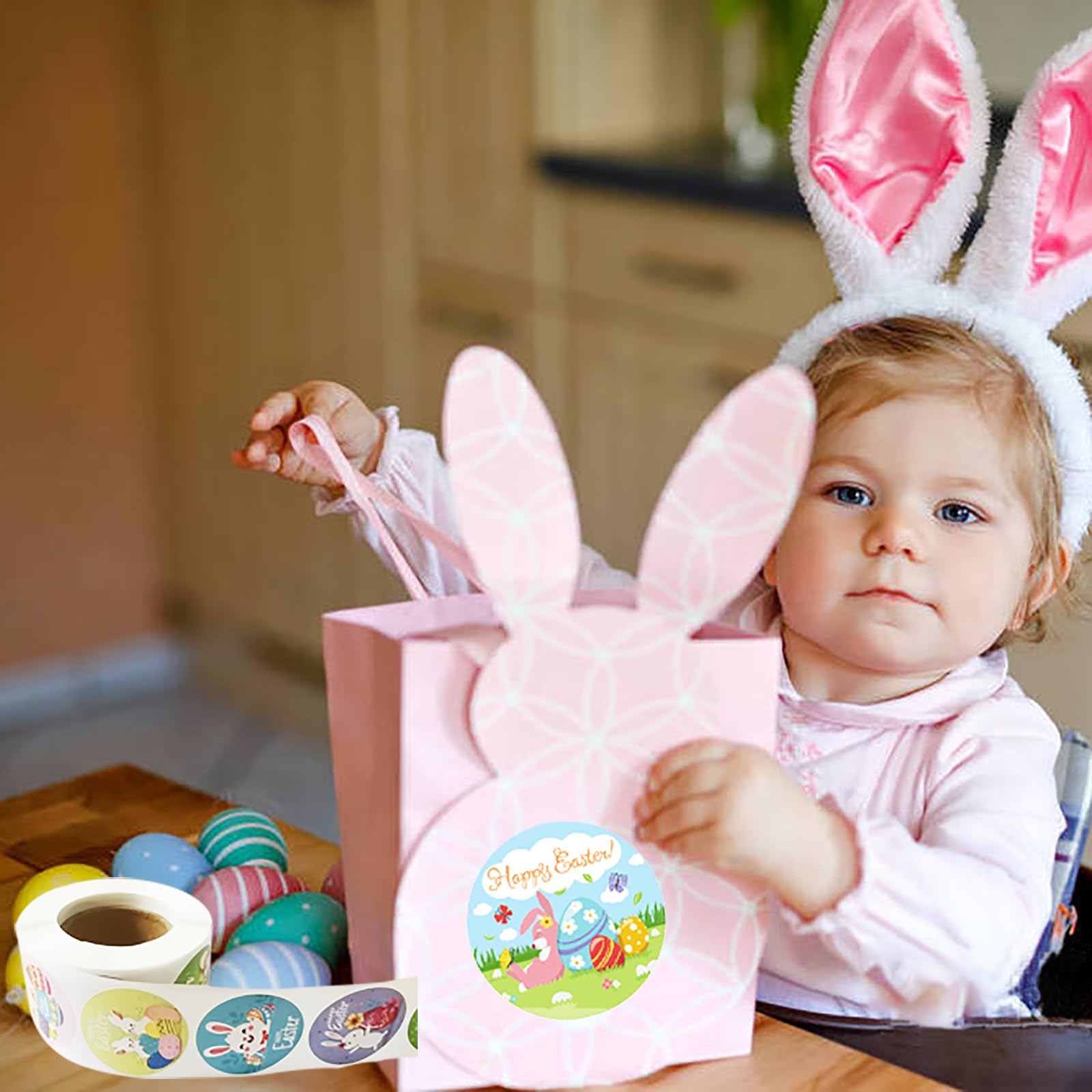 500 Pcs Easter Stickers - 1.5 Inch Bunny & Egg Stickers for Kids, Easter Party Supplies, Gift Decorations - Perfect for DIY Crafts, Scrapbooking, Easter Egg Hunts & Classroom Activities