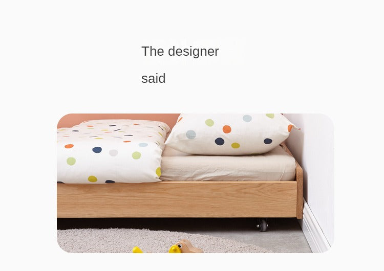 Solid Oak & Beech Wood Floor Bed with Pulley - Toddler Bed for Safe & Comfortable Sleep - Perfect for Montessori Bedrooms & Kids' Room Decor