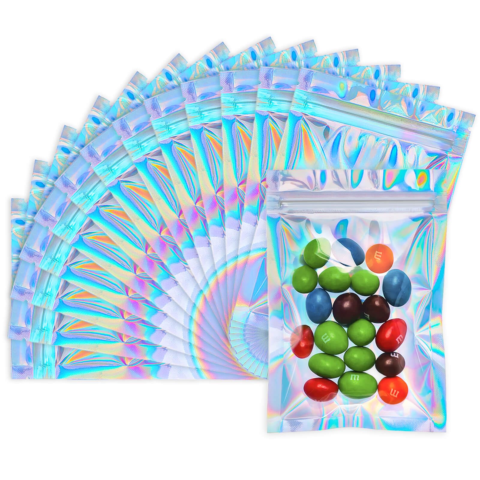 4x6 Inch Smell Proof Bags - 100 Pack Resealable Holographic Storage Bags for Food, Candy, Jewelry & More | Odor-Proof Packaging for Travel, Camping & Discreet Storage