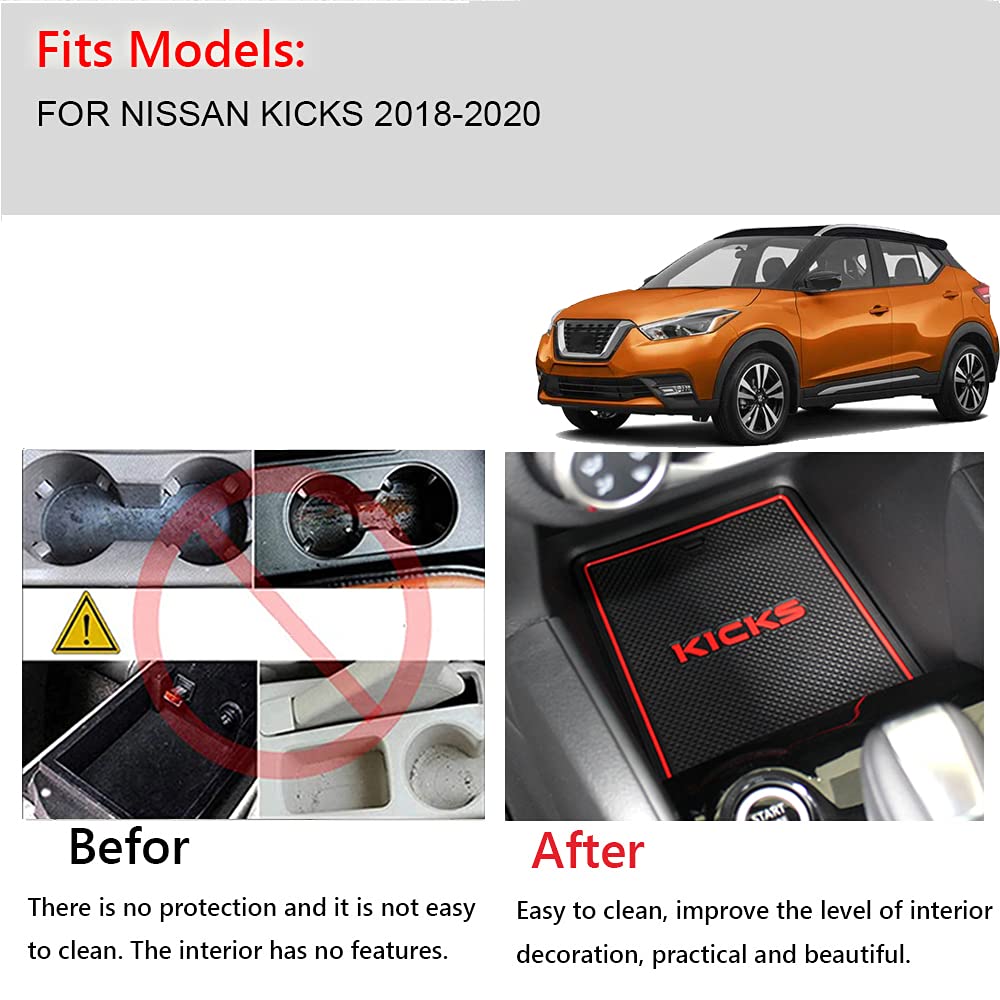 Premium Car Interior Door Storage Mats - 14-Piece Anti-Slip Dustproof Set (White) for Nissan Kicks 2017-2020 | Perfect for Road Trips & Daily Commutes
