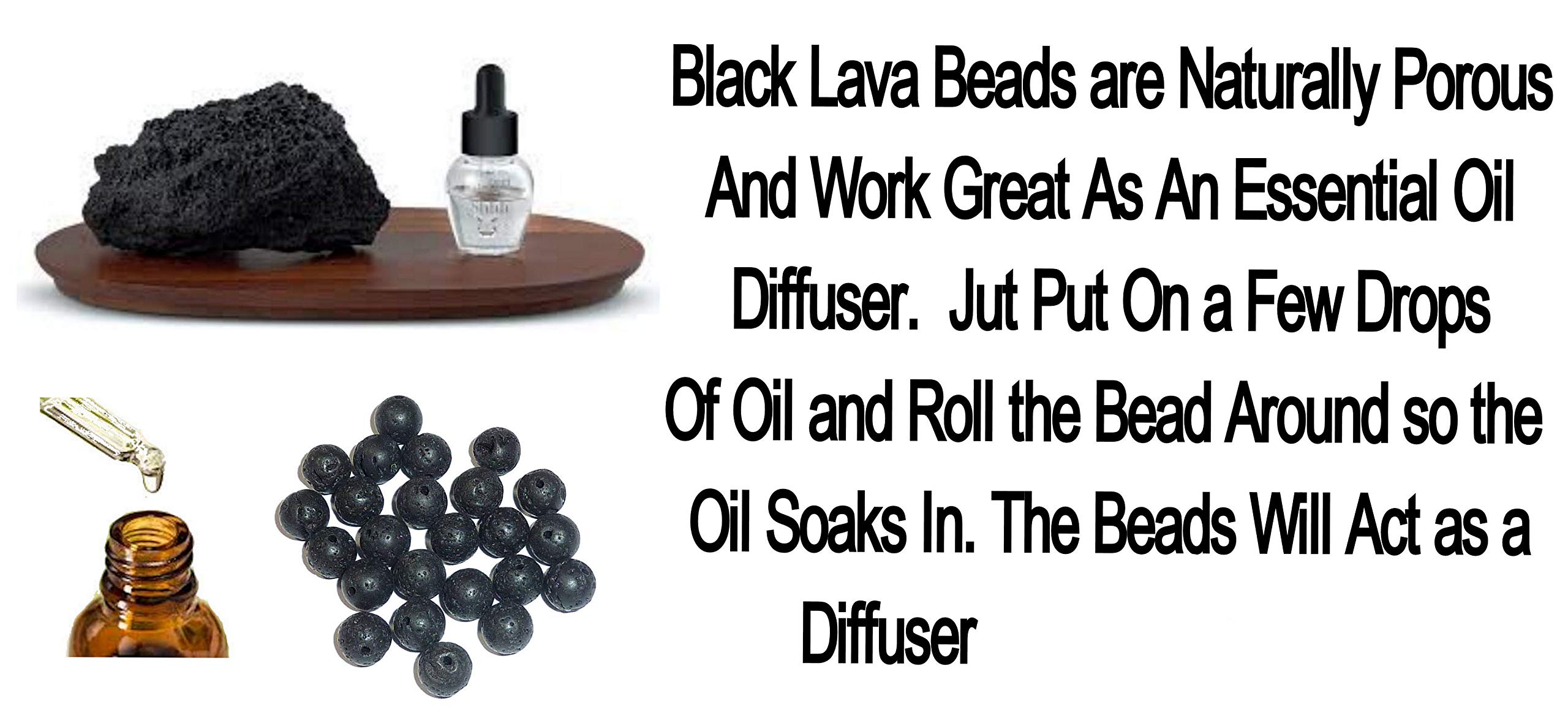 Black Lava Beaded Essential Oil Diffuser Lanyard - 34