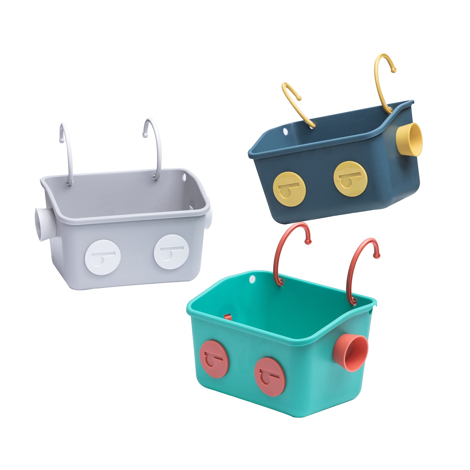 3-Tier Colorful Robot-Shaped Wall Mounted Bath Toy Storage Organizer Basket with Hooks - Perfect for Kids' Shower Caddy, Shampoo & Bath Accessories Organization in Bathroom