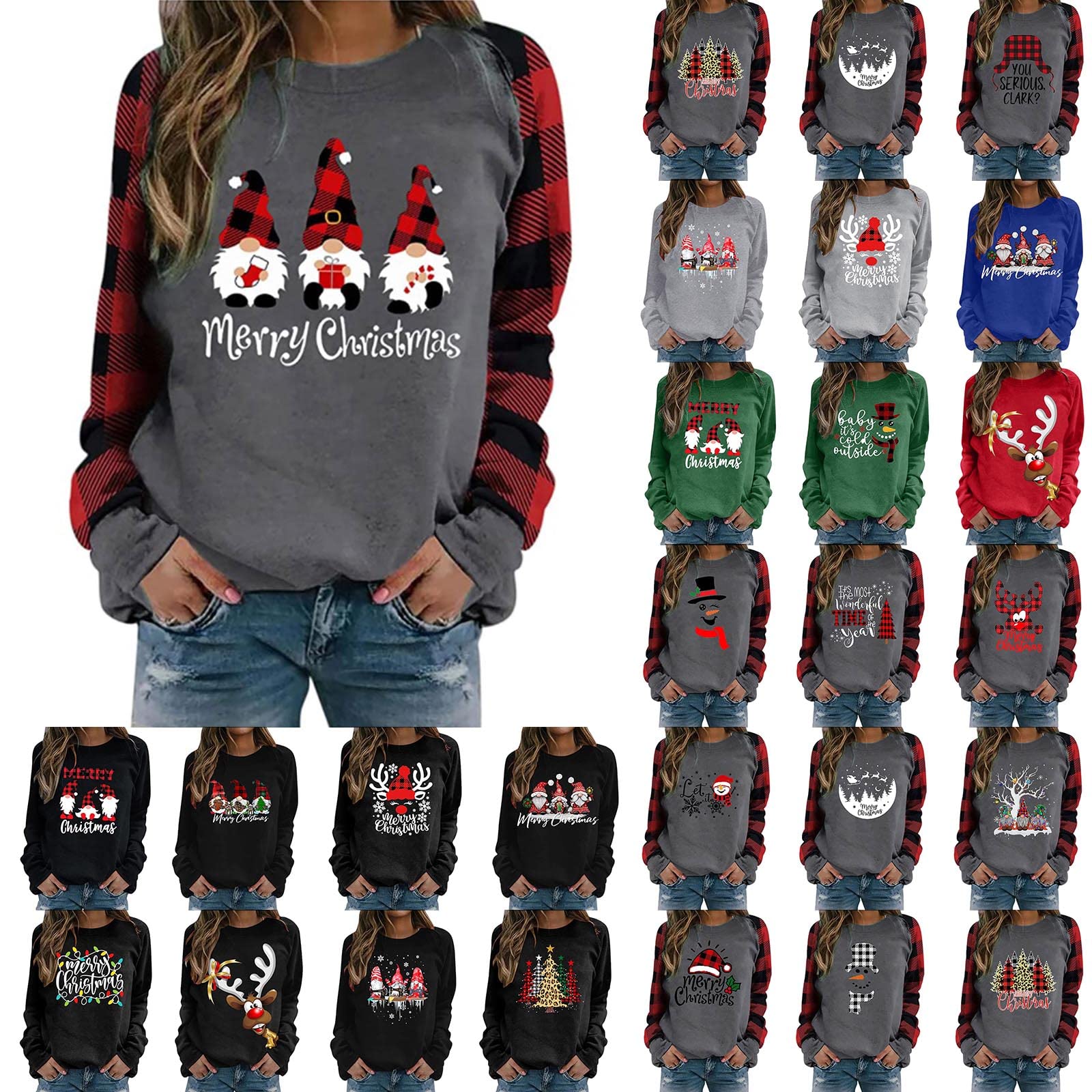 Women's Christmas Tops - Cute Printed Long Sleeve T-Shirts & Casual Crewneck Sweatshirts | Loose Comfortable Blouse for Holiday Parties, Family Gatherings & Festive Outfits