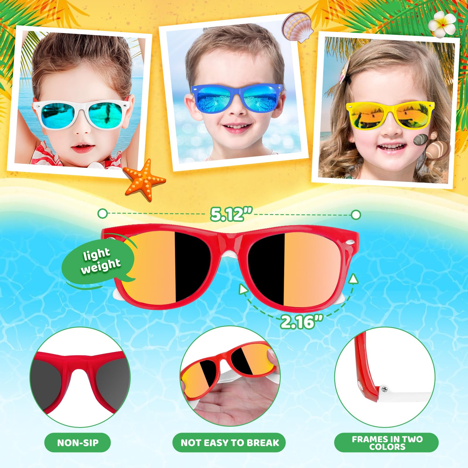 36 Pack Kids Sunglasses Bulk - UV400 Protection Neon & 80s Retro Sunglasses for Boys & Girls Age 3-8 - Perfect for Beach, Pool Parties, Birthday Favors, End of Year Student Gifts & Goody Bags - Fun Summer Accessories for Outdoor Play & Costume Dress-Up
