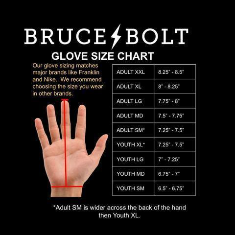 Bruce Bolt PREMIUM PRO Gold Series Batting Gloves - Long Cuff Baseball Gloves for Men & Women - Perfect for Baseball Training, Batting Practice & Games