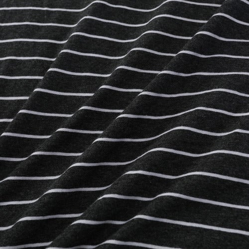Pure Cotton Classic Black Stripe Jersey Fitted Sheet Set - Soft Breathable Bed Sheets for Comfortable Sleep | Perfect for Master Bedroom, Guest Room & Dorm