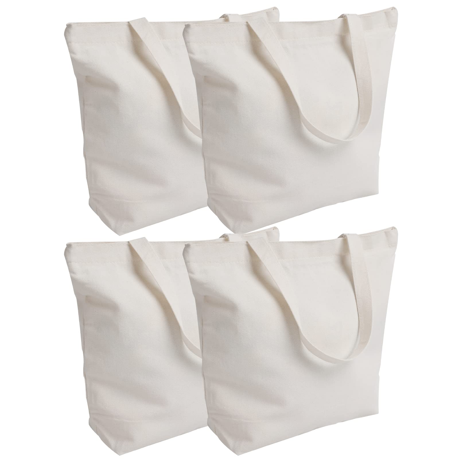 4Pcs Cotton Canvas Tote Bags 15.7