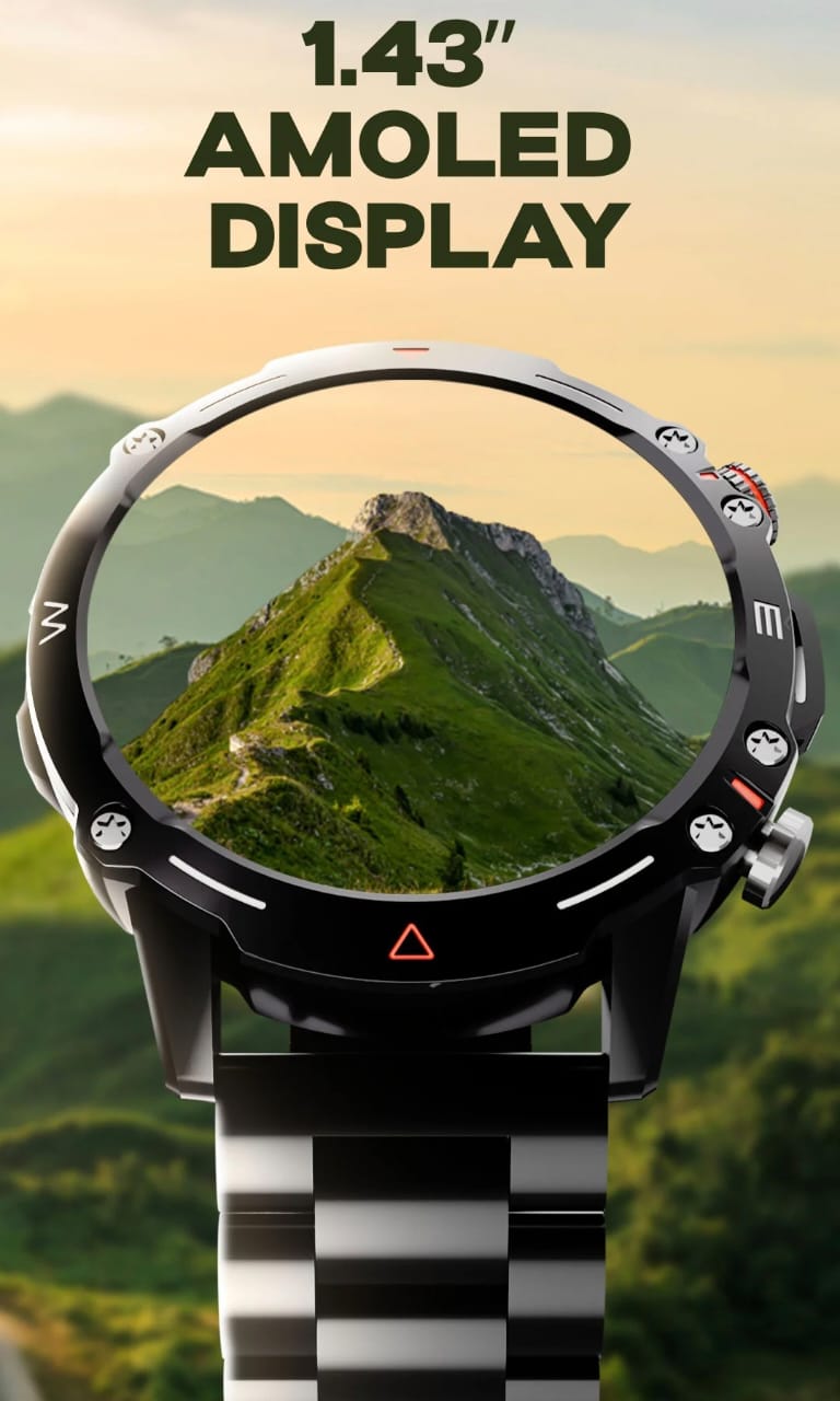 Revoltt Military Smart Watch for Men - Bluetooth Calling, IP68 Waterproof, Heart Rate Monitor, Fitness Tracker - Perfect for Outdoor Sports, Running, Hiking & Daily Use