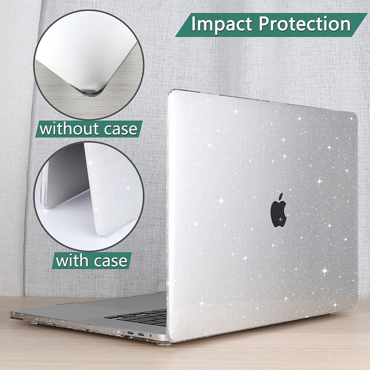 CISSOOK Clear Glitter Star Hard Shell Case for MacBook Pro 13 Inch (2020-2023 M1/M2 A2251/A2289/A2338) - Sparkly Plastic Protective Cover with Keyboard Protector | Perfect for Work, School & Travel Accessories