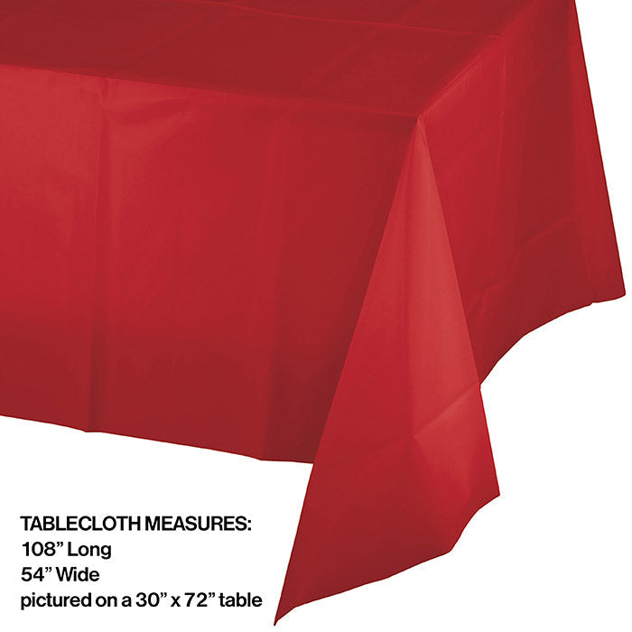 12-Pack Classic Red Plastic Table Covers - Disposable Waterproof Tablecloths for Parties, Picnics & Events (12 Count) - Perfect for Birthday Decorations, BBQ Gatherings & Outdoor Dining