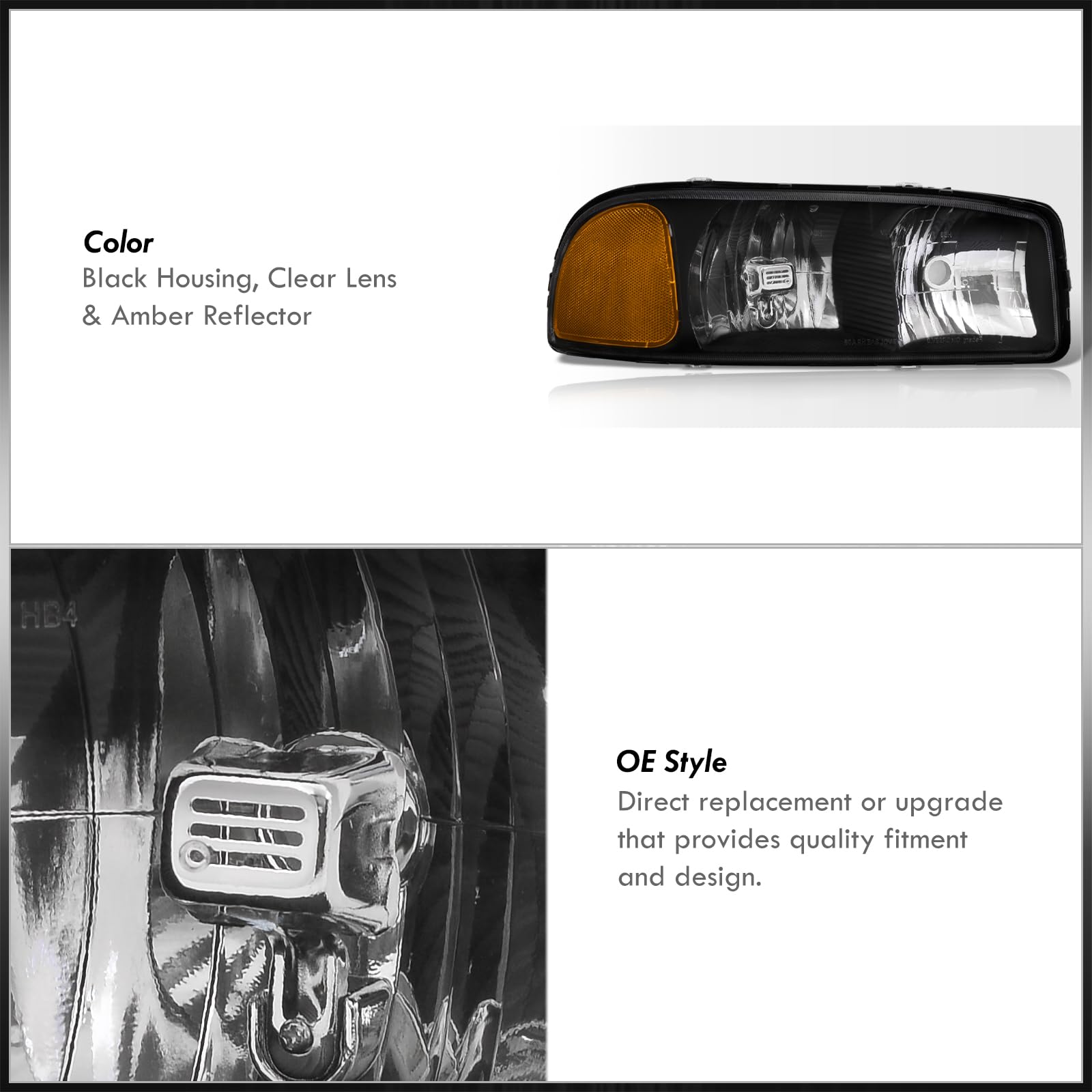 Sierra Yukon XL Headlight Assembly Pair - Compatible with 2000-2007 Models for Night Driving