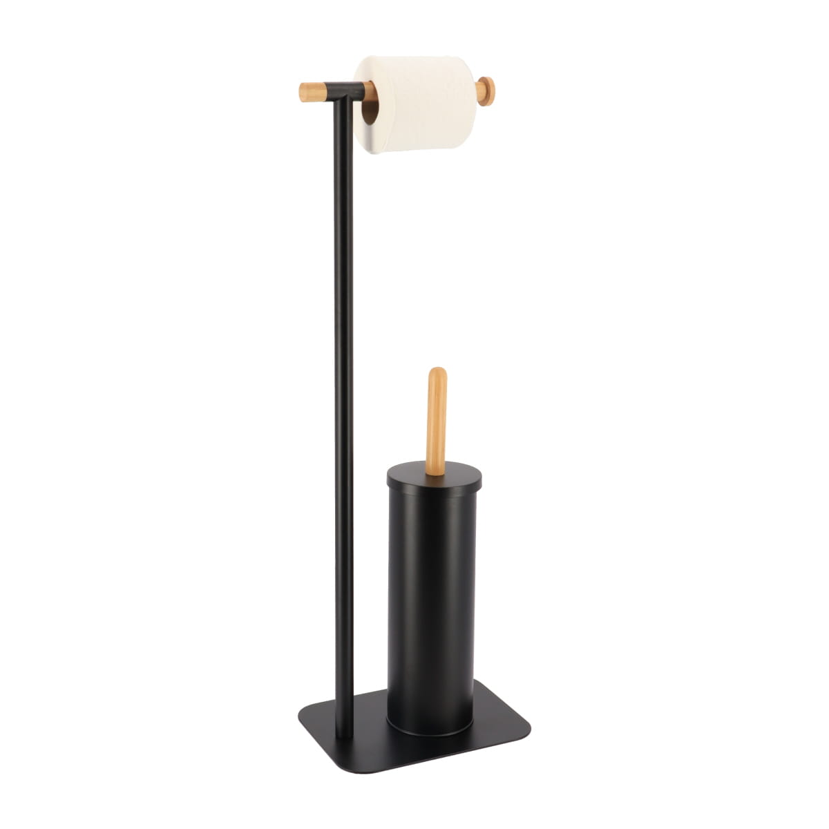 Eco-Friendly Metal & Bamboo Toilet Brush Set with Paper Holder - Modern Bathroom Cleaning Tools for Home & Office - Available in Multiple Colors