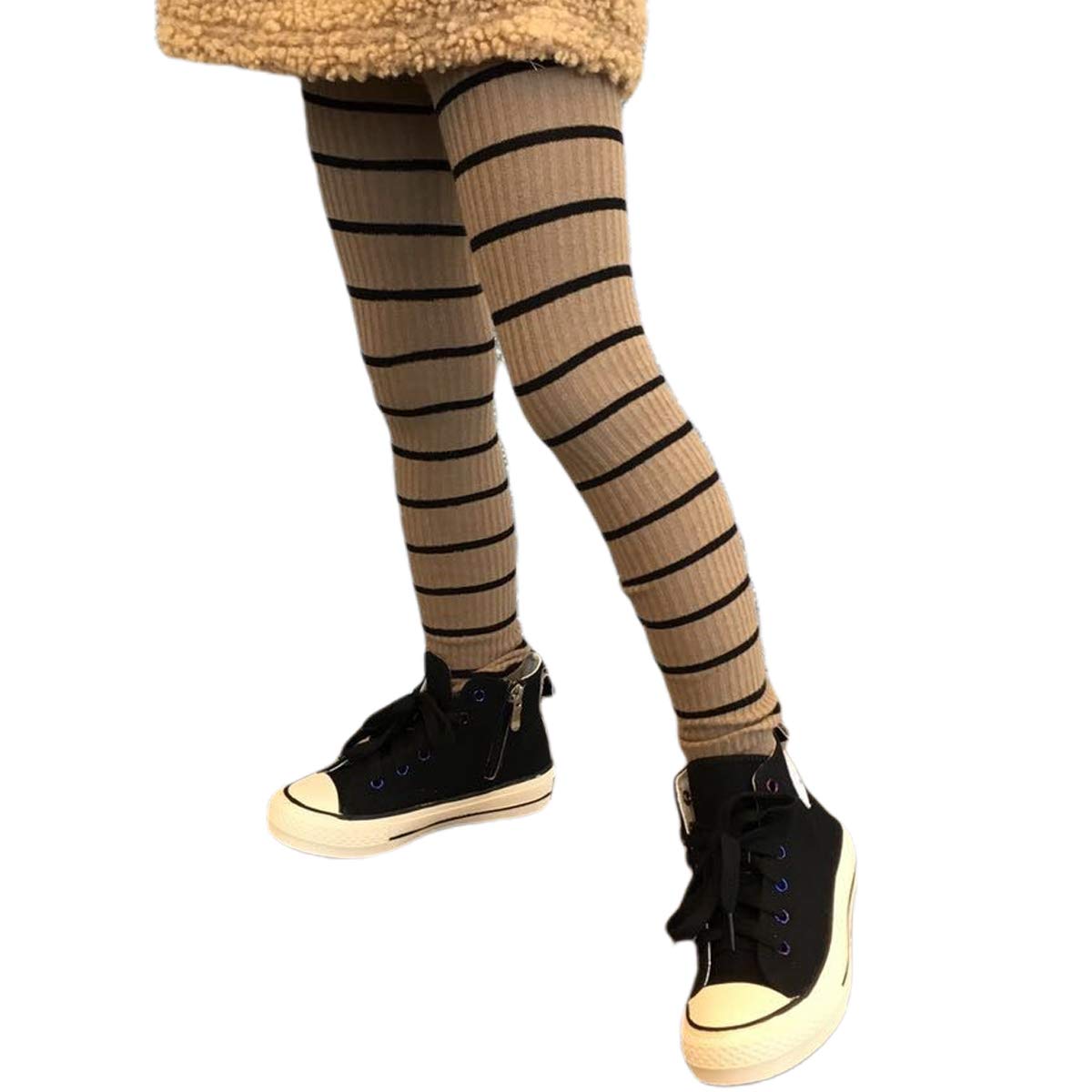 Toddler Baby Girl Striped Cotton Knit Leggings - Soft & Stretchy Tights for Playtime, Daycare & Family Outings