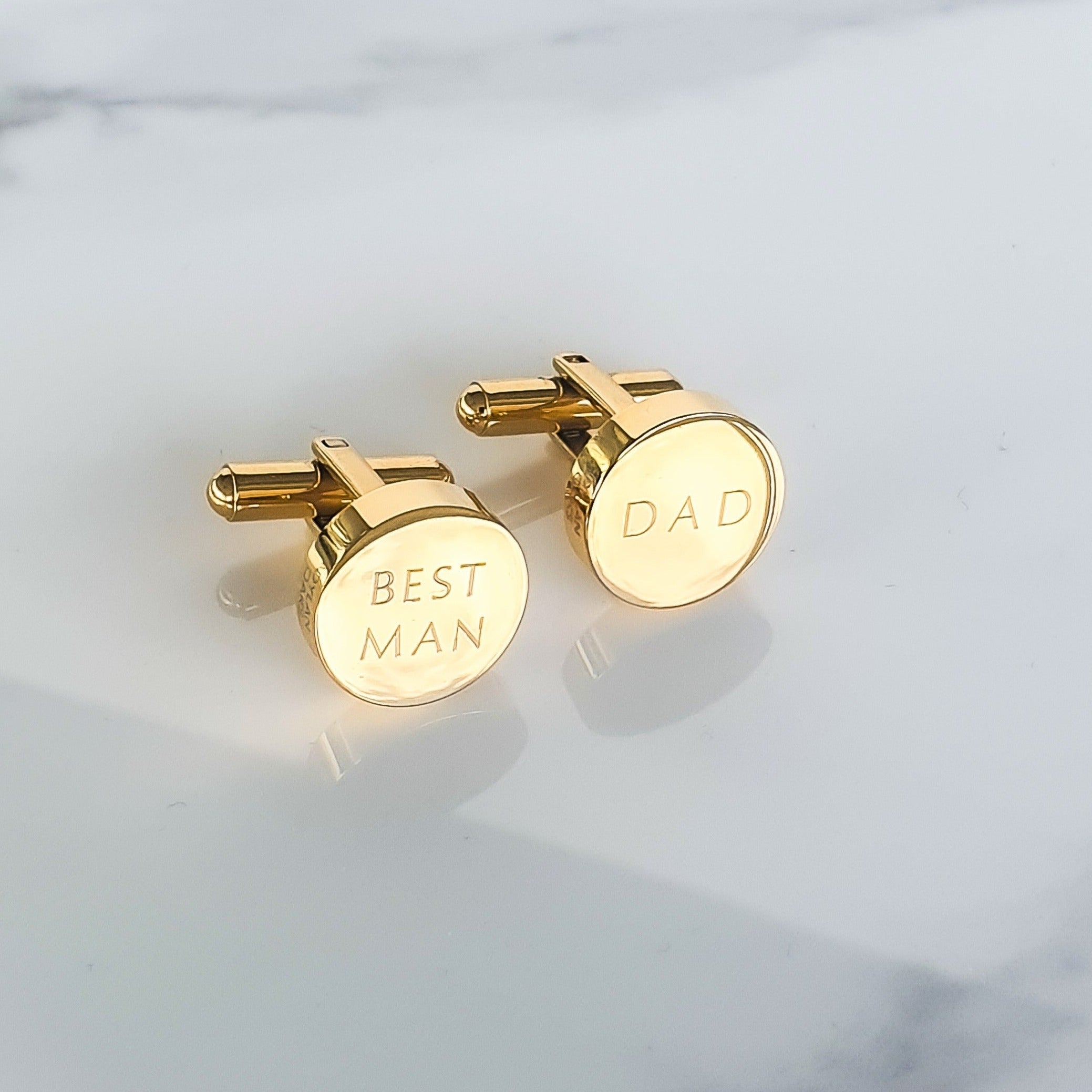 Custom Engraved Gold Cufflinks for Men - Elegant Wedding & Formal Event Accessories - Perfect Gift for Grooms, Best Men & Professionals