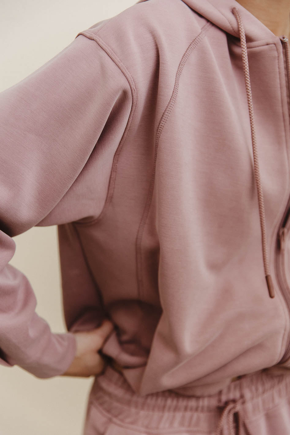 Balance Zip Up Hoodie in Mauve | Stylish Women's Lightweight Pullover Jacket for Casual Wear, Gym & Outdoor Activities