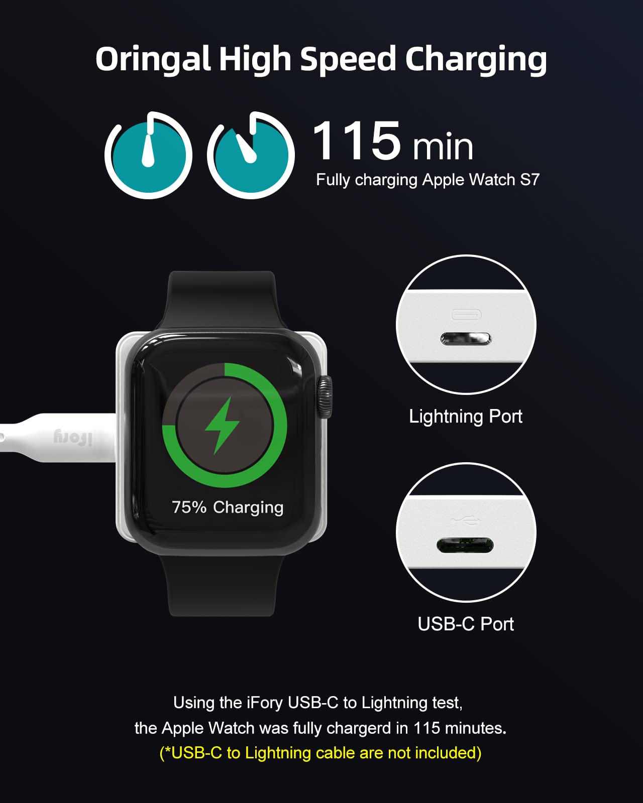 Apple Watch Wireless Charger MFi Certified - Magnetic Charging Stand for Apple Watch Series 6/SE/5/4/3 with Dual USB-C & Lightning Ports (Cloud White) | Perfect for Nightstand, Office Desk & Travel Charging