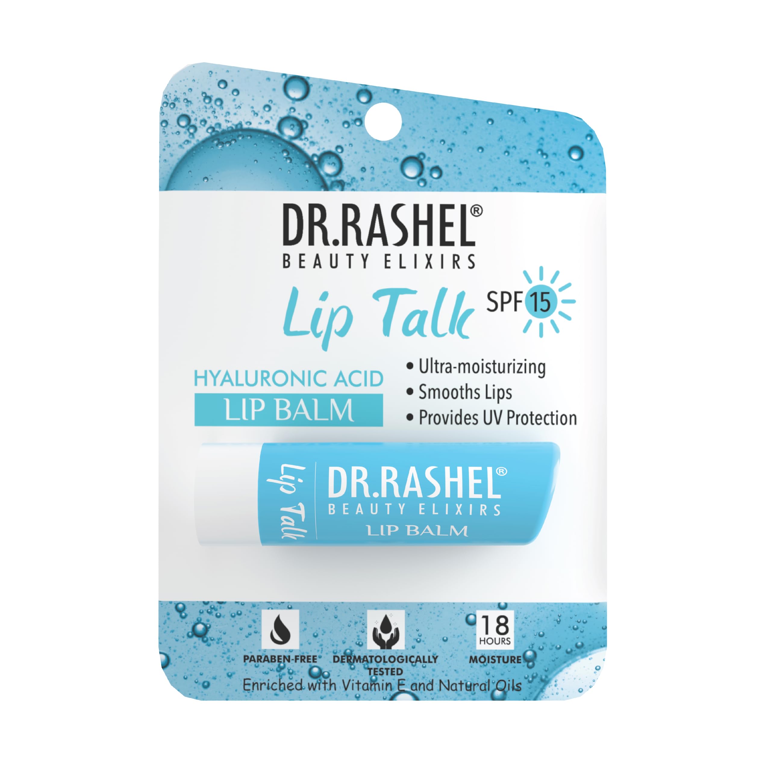 Dr. Rashel Hyaluronic Acid Lip Balm - 4.5g Tinted Lip Moisturizer with Vitamin E & Natural Oils for Dry, Chapped Lips | Intense Hydration, UV Protection | Perfect for Daily Use, Winter Care & Makeup Base