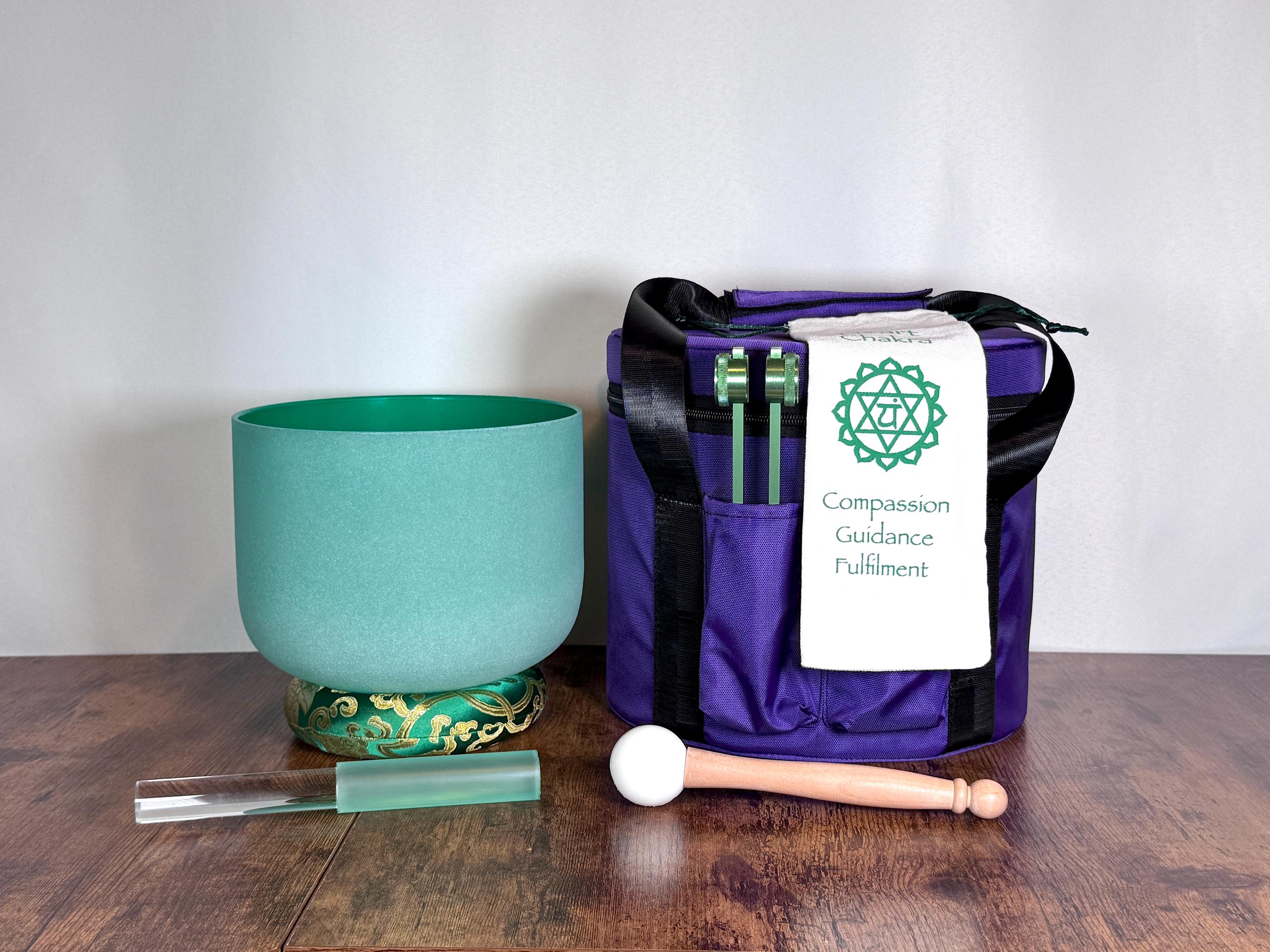 432Hz 8 Chakra Singing Bowl Set with Tuning Fork - F Note Sound Healing Bowl with Cushion & LED Striker for Meditation, Yoga & Energy Balancing