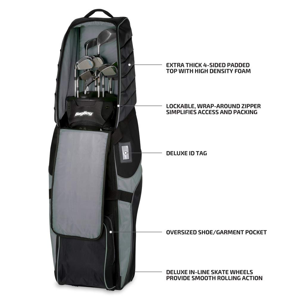 Bag Boy T-750 Wheeled Travel Golf Bag Cover - Waterproof Hard Case for Airline Travel & Club Protection | Perfect for Golf Vacations & Tournament Transport
