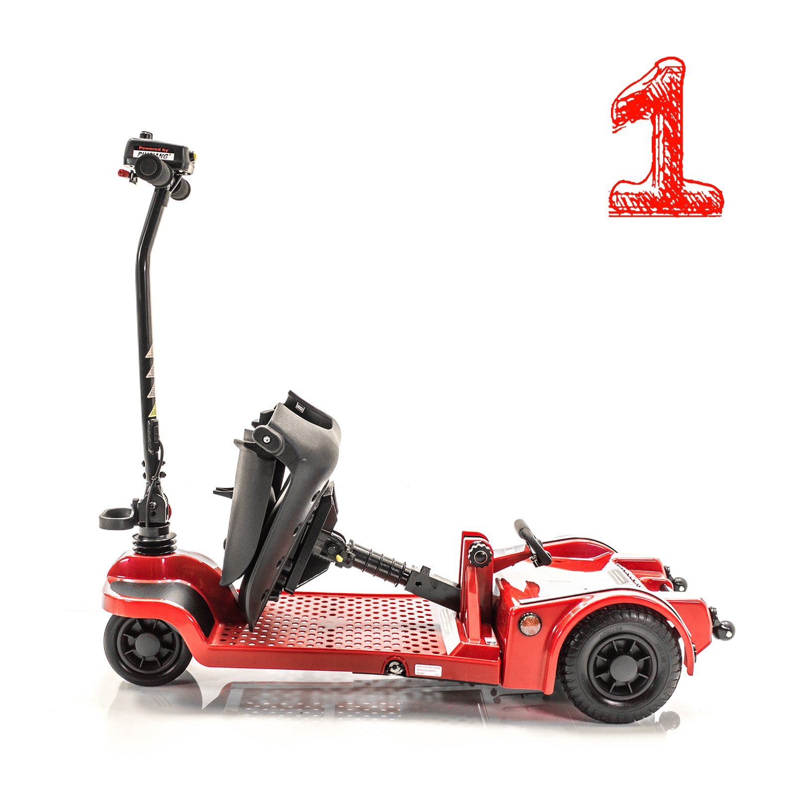 Shoprider Echo Folding Scooter - Red Travel Mobility Scooter for Adults | Compact & Lightweight Electric Scooter for Shopping, Travel & Daily Commute