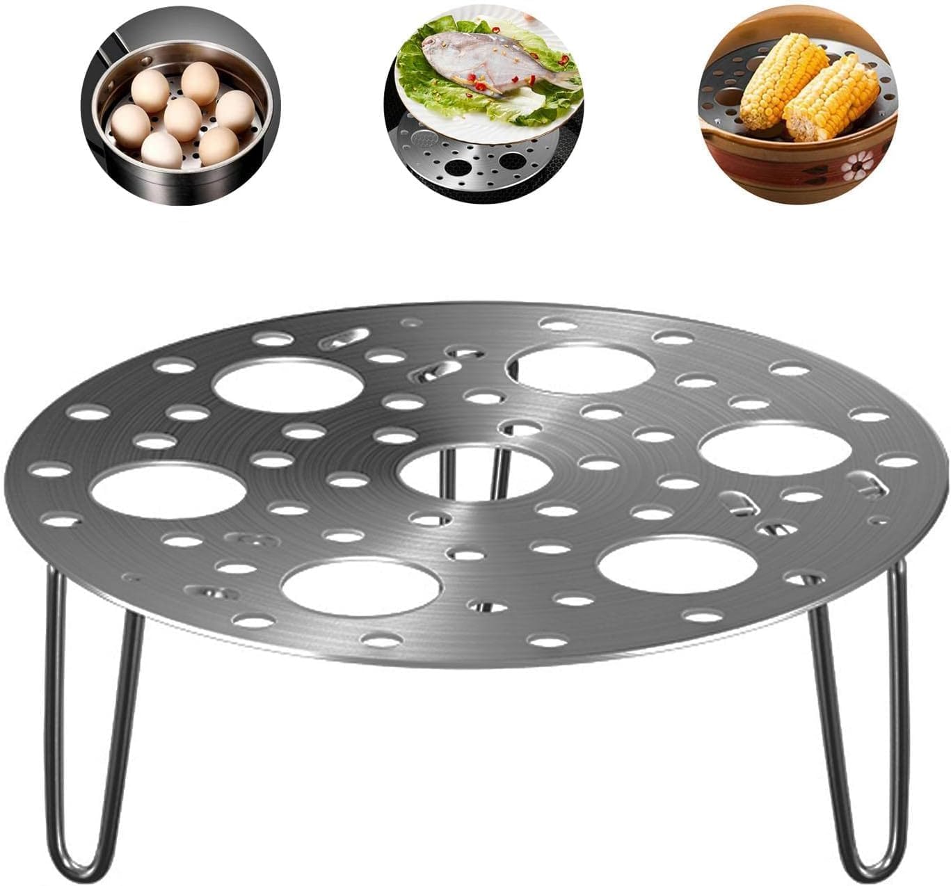 Stainless Steel Egg Steamer Rack - Heatproof Stackable 7-Hole Stand for Eggs, Kitchen Trivet Insert - Perfect for Pots, Pressure Cookers & Steam Boiling (Pack of 1) | Ideal for Meal Prep, Breakfast & Healthy Cooking