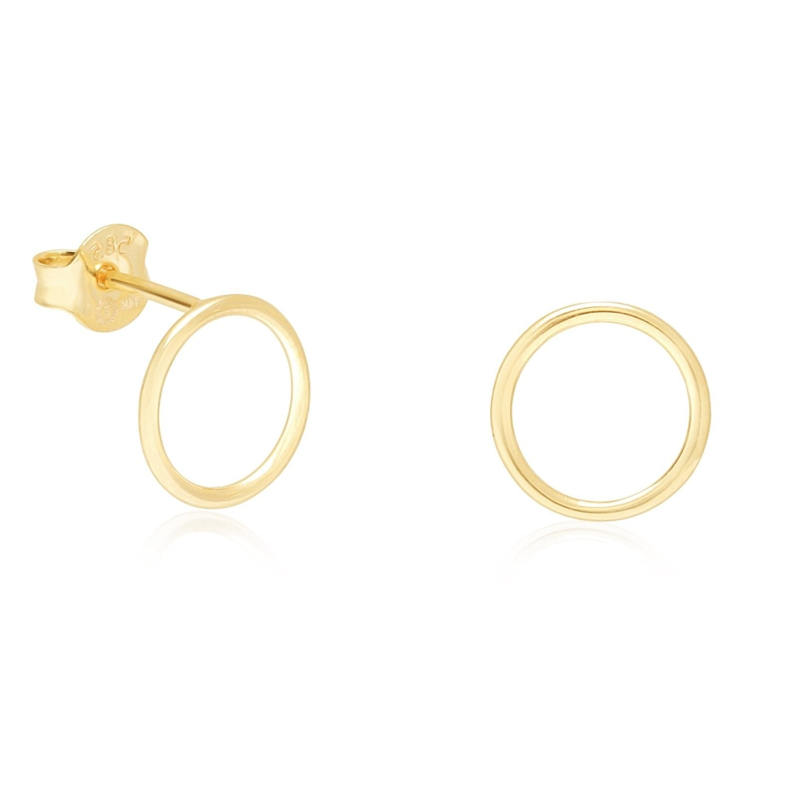 14K Solid Yellow Gold Dainty Circle Screw Back Earrings – Perfect for Everyday Wear, Parties & Gifts