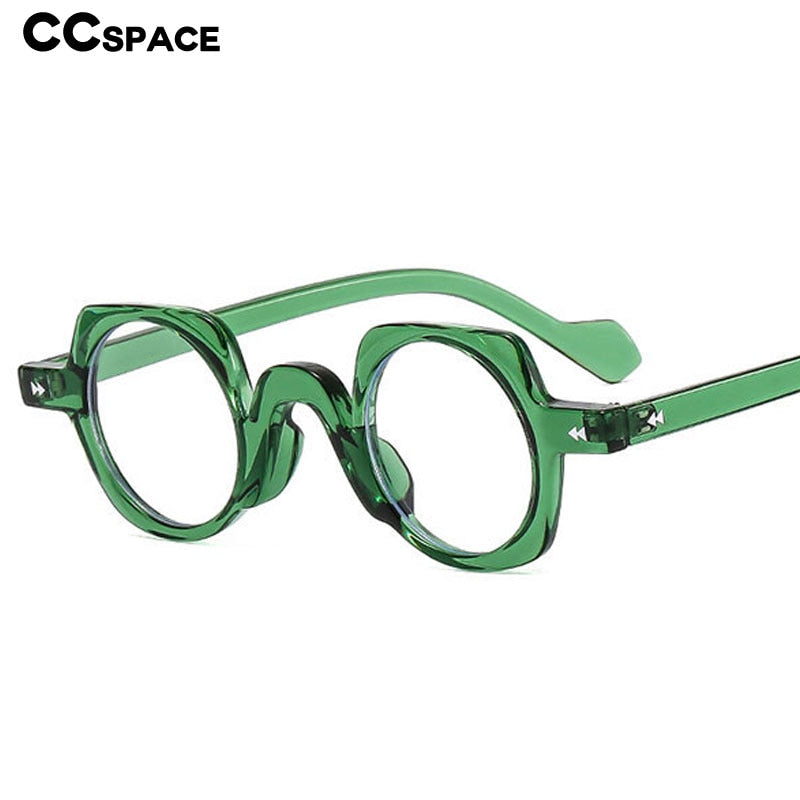 CCspace Women's Full Rim Irregular Round Acetate Eyeglasses 55267 - Stylish & Lightweight Frame for Work, Reading, and Everyday Fashion