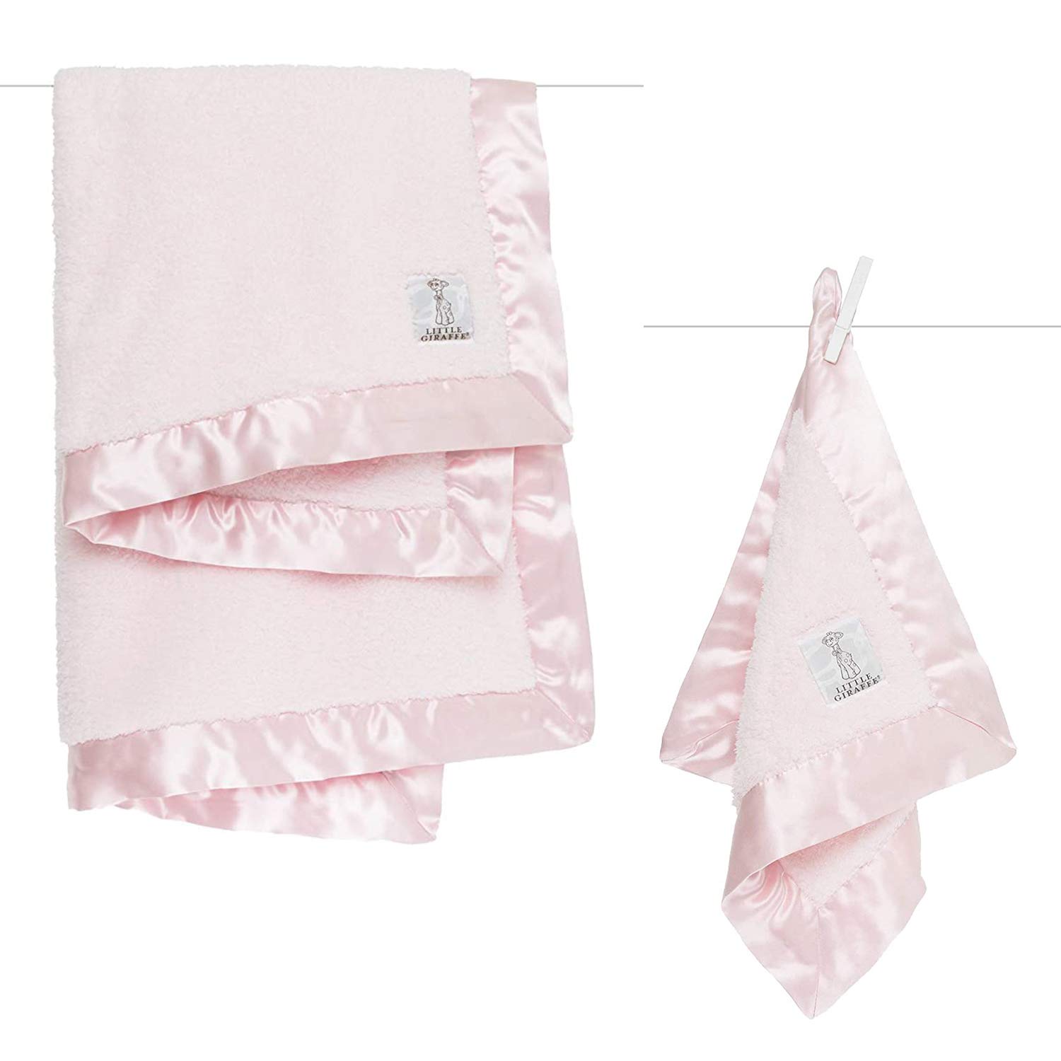 Little Giraffe Baby Gift Set - Soft Chenille Blanket & Stroller Blanket for Newborns (Pink) | Perfect Baby Shower Gift, Nursery Essential & Travel Blanket for Infants