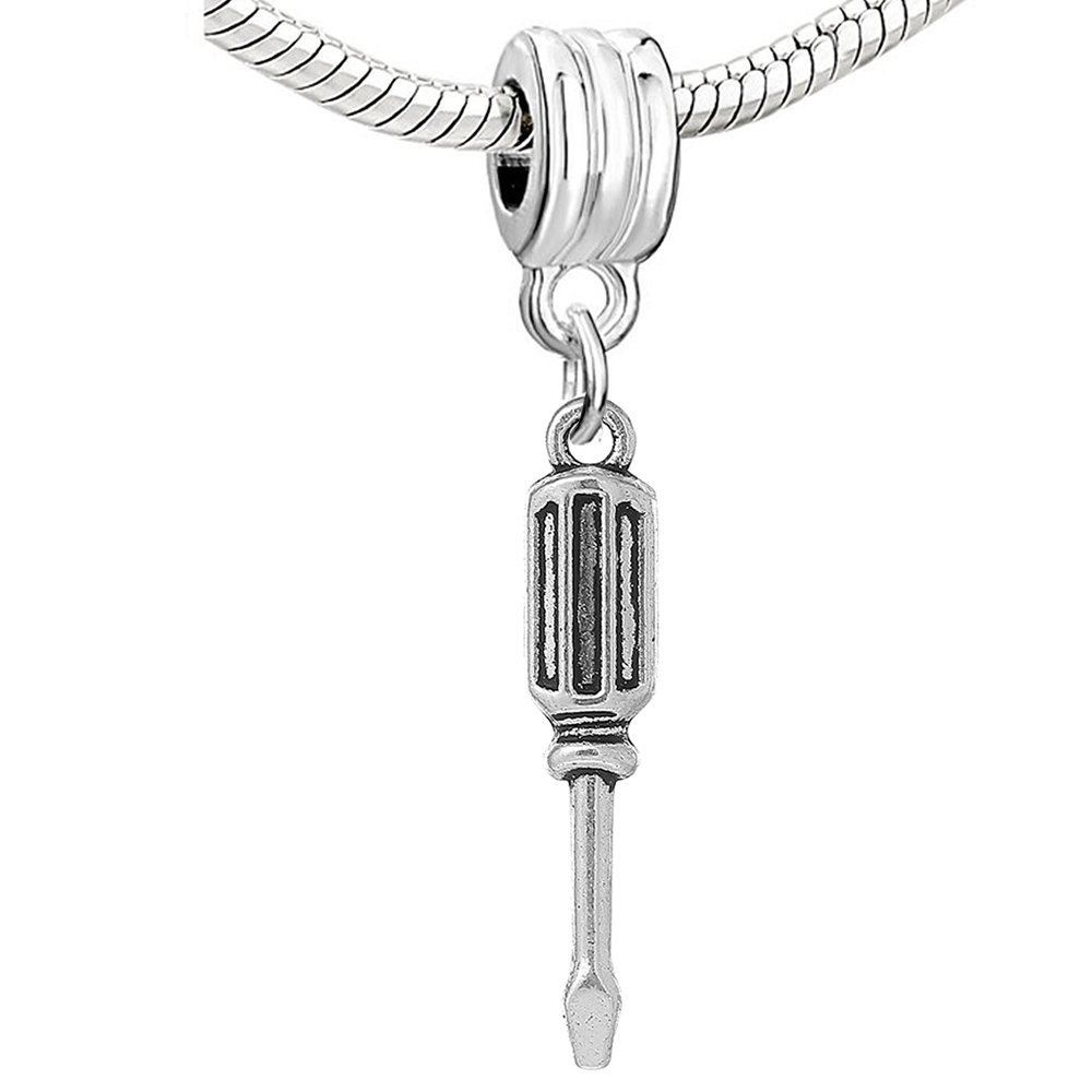 Professional Work Tools Hammer, Screwdriver, Paint Brush & Shovel Beads for DIY Snake Chain Charm Bracelet Making - Perfect for Jewelry Crafting & DIY Projects (Screwdriver Option)