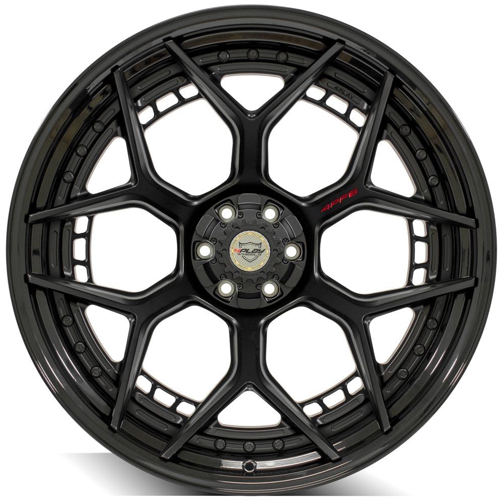 4Play Forged Series 4PF6 Matte Black Wheels with Gloss Black Barrel - 24x14.0 6x135/6x139.7mm 106.1mm Bolt Pattern - Premium Off-Road & Truck Rims for Enhanced Performance & Style