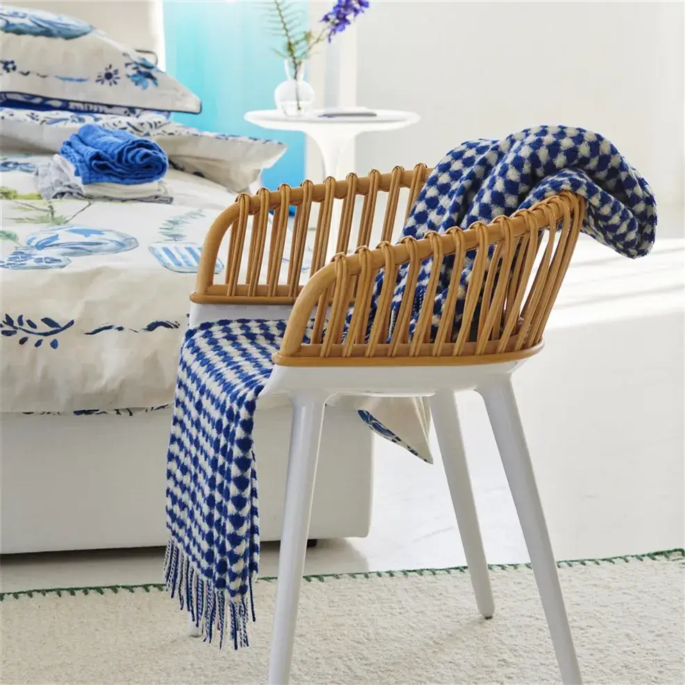 Lansdowne Cobalt Blue Throw Blanket - Soft & Cozy Knit Afghan for Couch, Bed, or Sofa - Perfect for Winter Nights, Movie Time & Home Decor