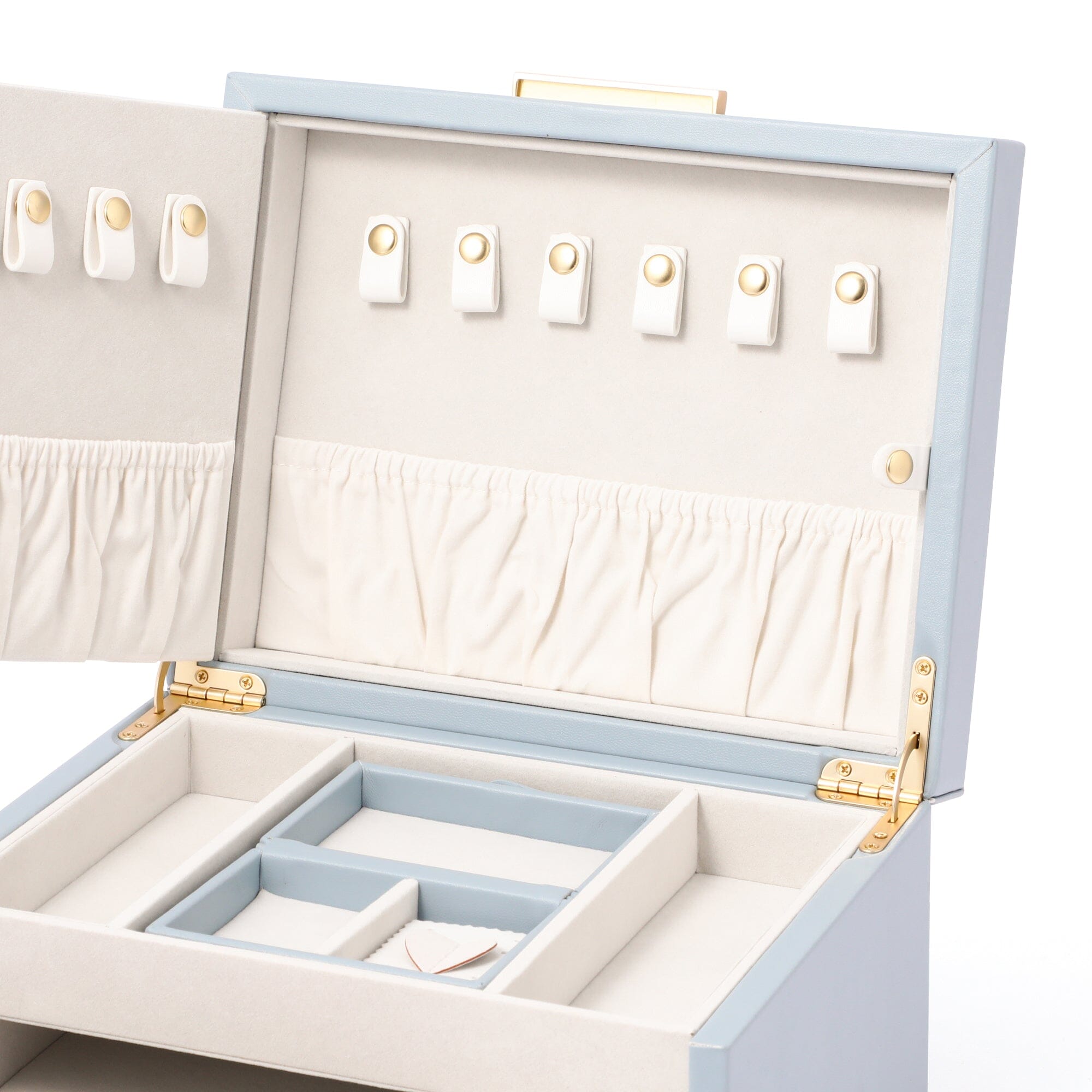 Exquisite Large Blue Embroidery Flower Jewelry Box - Perfect for Organizing Necklaces, Rings & Earrings - Elegant Home Decor & Gift Idea