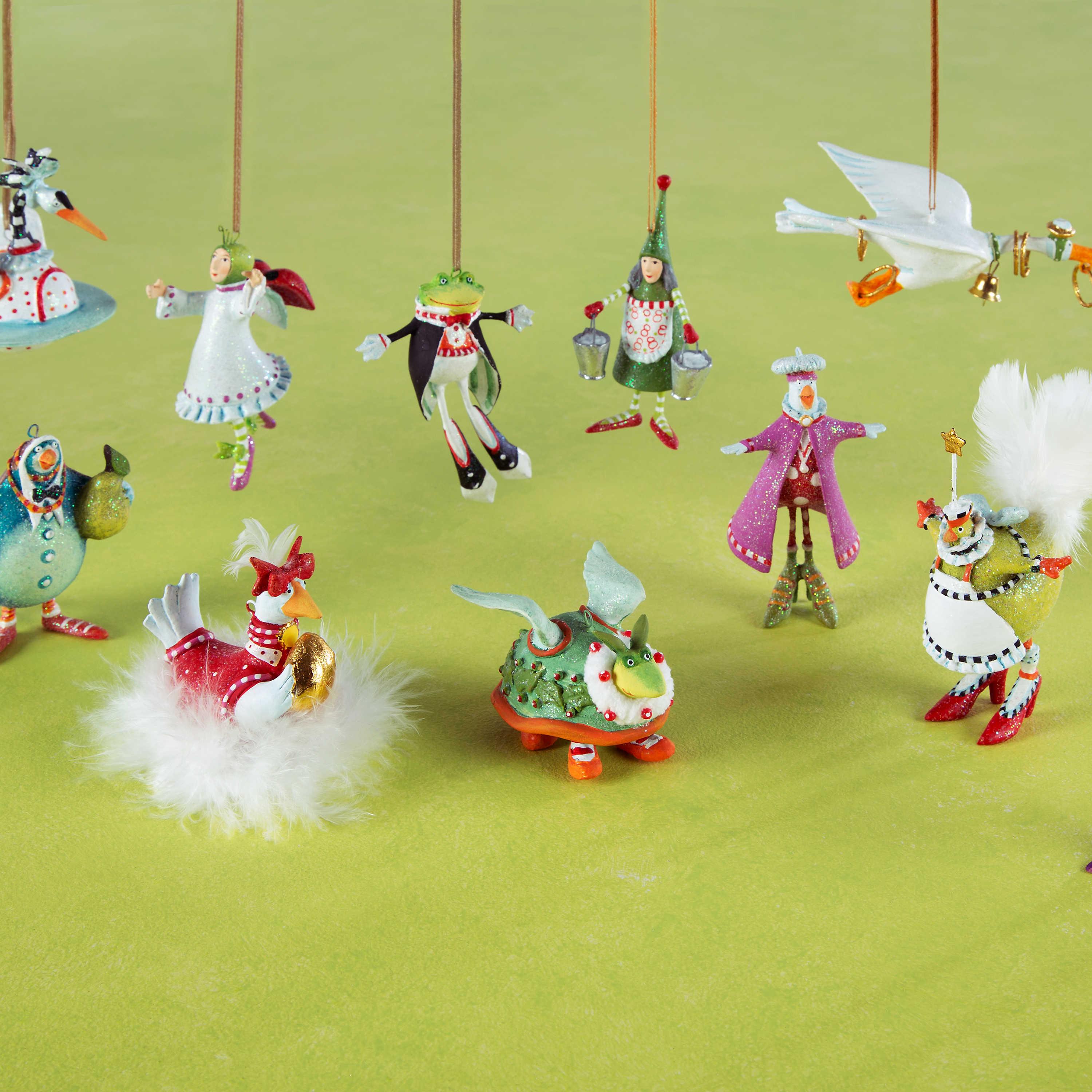 Patience Brewster 12 Days Mini Ornaments Set - Christmas Tree Decorations for Holiday Party & Home Decor