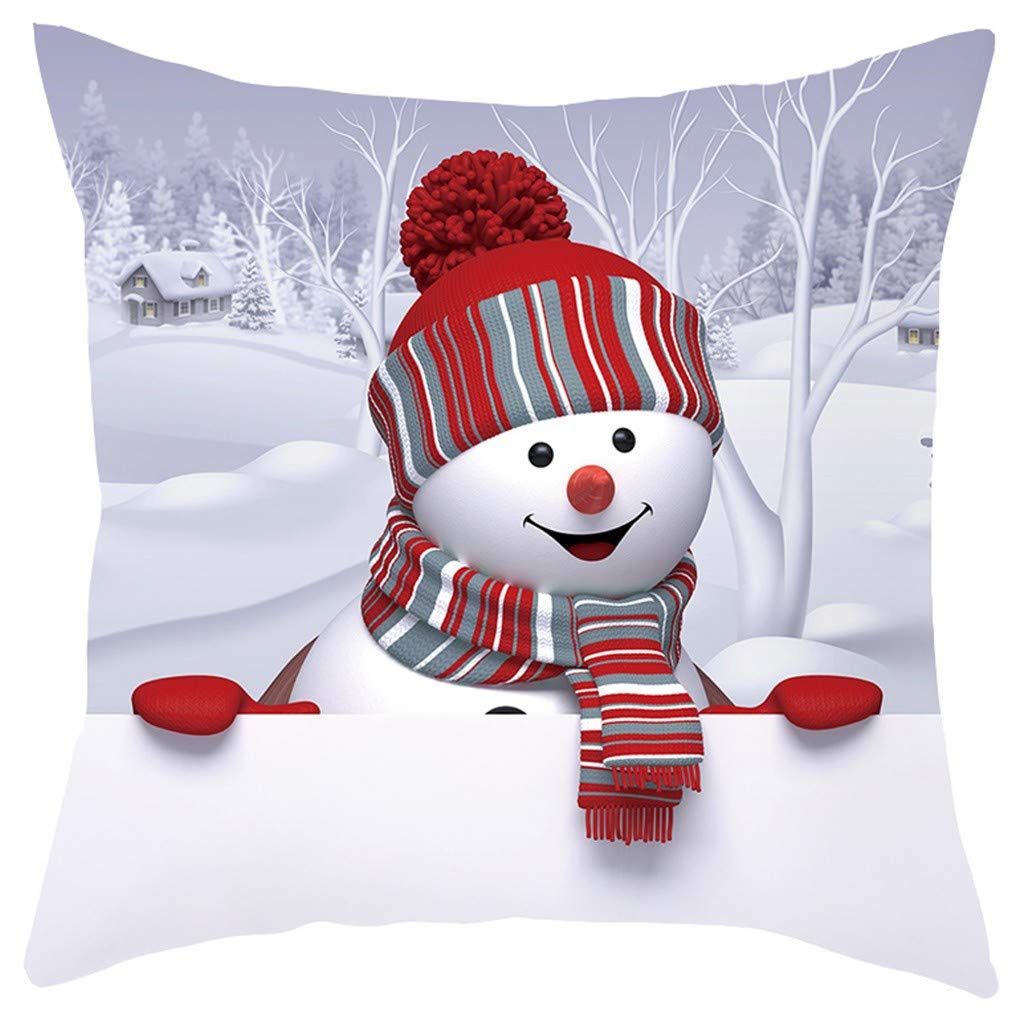 Arystk Christmas 3D Snowman Pillow Case - Soft Decorative Cushion Cover for Sofa, Bed, Couch - Festive Holiday Home Decor for Living Room, Bedroom, Christmas Party