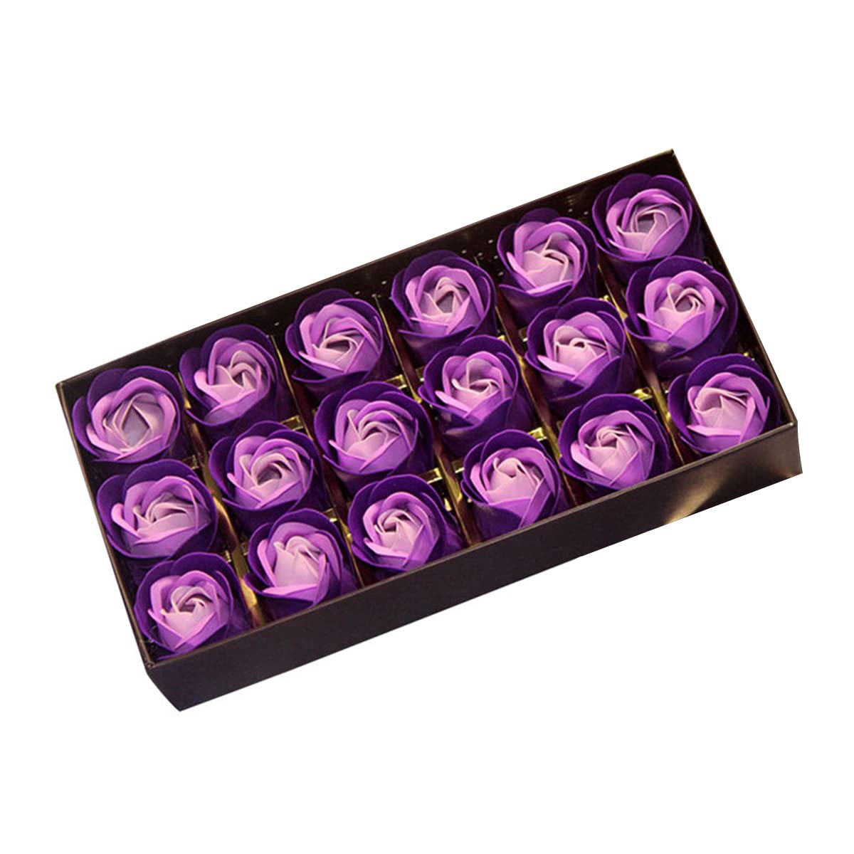 18-Piece Scented Rose Flower Soap Set - Handmade Bath Soap Bars for Hand Washing, Bathing, Wedding Party Favors & Home Decor (Purple) - Perfect for Bridal Showers, Anniversary Gifts & Luxury Bathroom Essentials