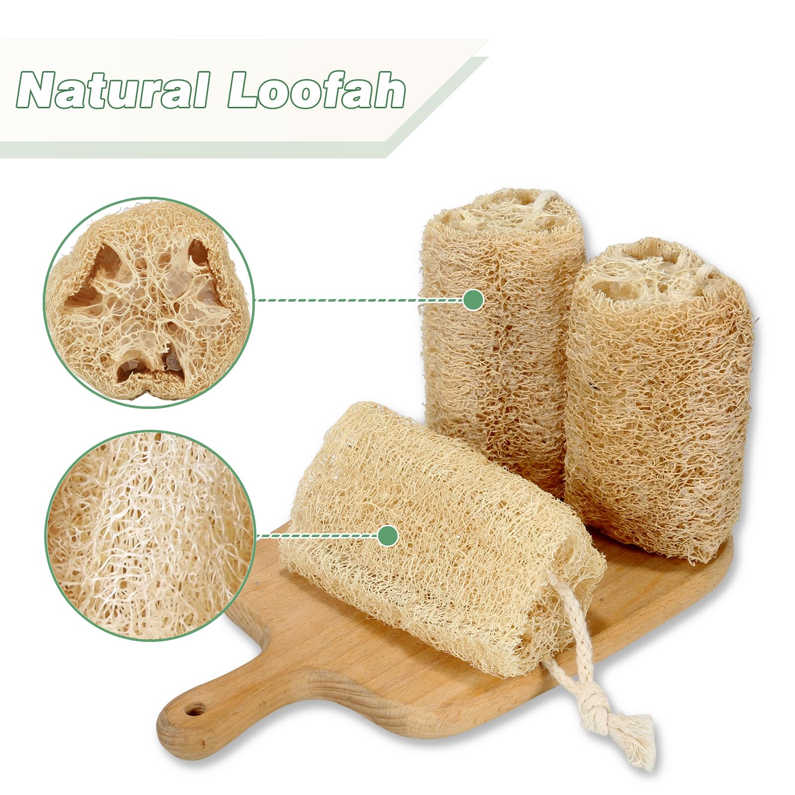 Organic Loofah Sponge Set - 6 Pack Natural Exfoliating Body Scrubber for Men & Women | Eco-Friendly Bath & Shower Skin Care Tool for Back, Face & Body Cleansing | Perfect for Daily Exfoliation & Spa-Like Experience at Home