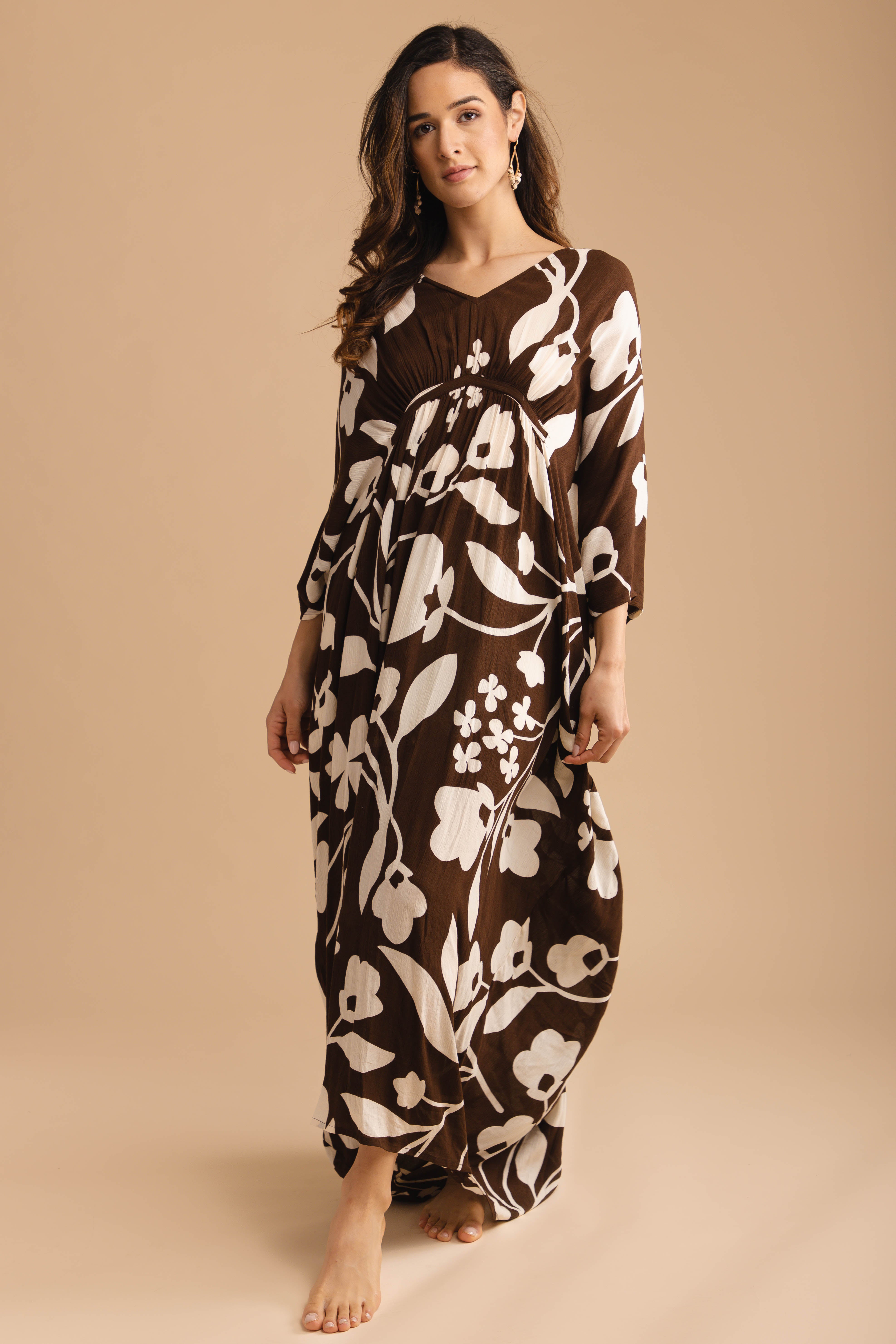 Stylish Floral Print Kaftan Maxi Dress for Women - Boho Beach Cover Up, Pool Party, Summer Vacation Outfit