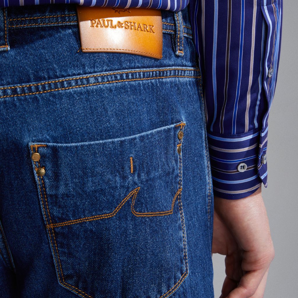 PAUL & SHARK Stretch Denim Jeans for Men - Comfortable Slim Fit Denim Pants with Elastic Waist - Perfect for Casual Wear, Office & Travel