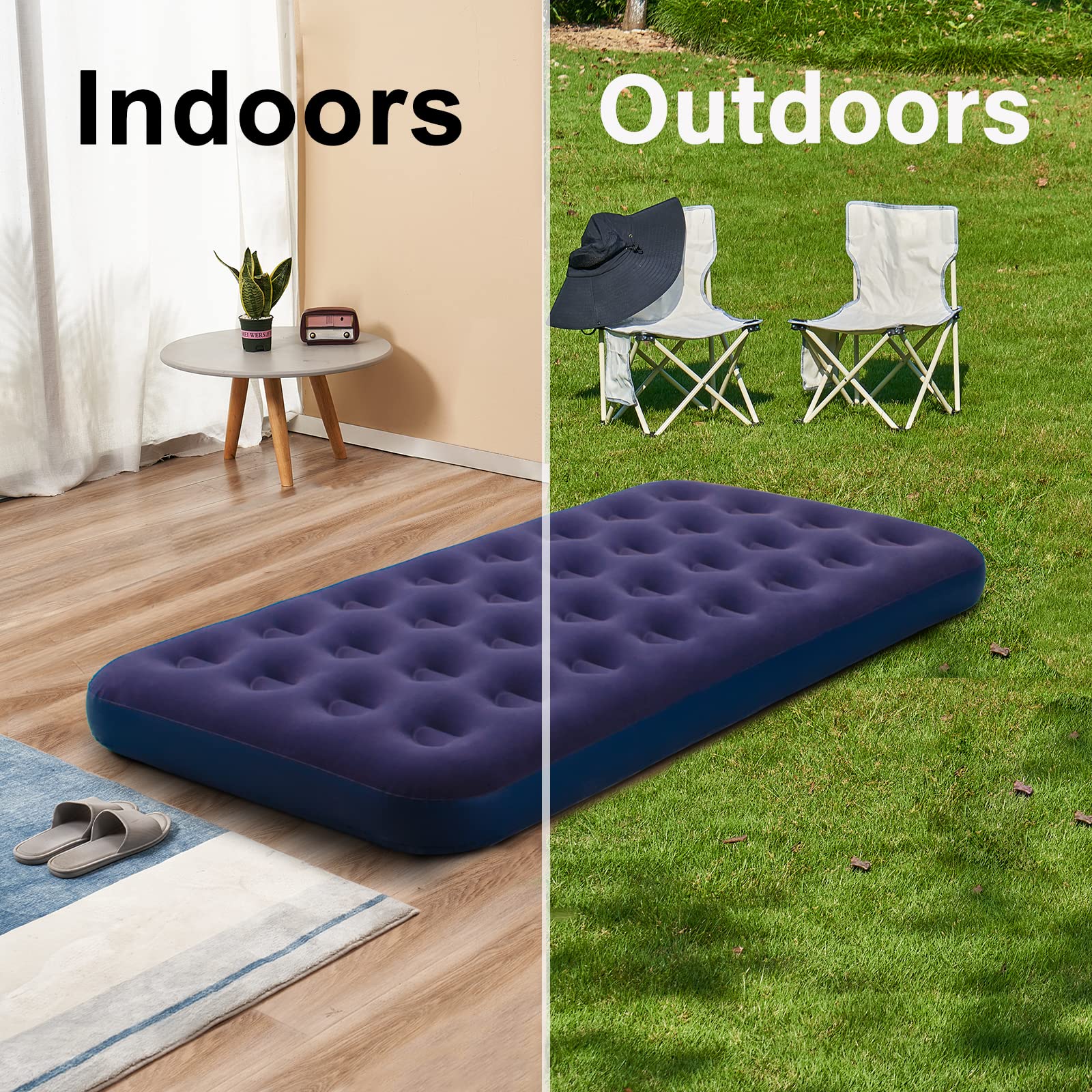 Twin Size Air Mattress - Inflatable Bed for Camping, Guest & Home Use | Portable Blow Up Sleeping Pad with Built-in Pump | Perfect for Outdoor Adventures, Sleepovers & Emergency Guests