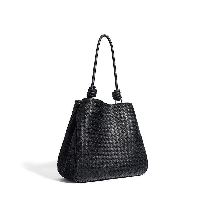 Knotted Strap Woven Tote Bag - Stylish Handmade Beach Bag for Women, Perfect for Shopping, Travel & Summer Outings