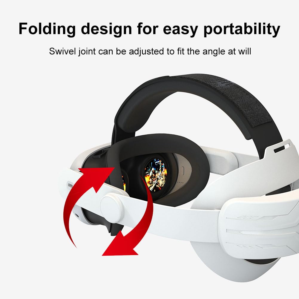 CRGANGZY Adjustable Head Strap for Meta Quest 3 - Lightweight Comfortable Replacement Headband Reduces Face Pressure - Ergonomic Design (White) - Perfect for VR Gaming, Workouts & Extended Play Sessions