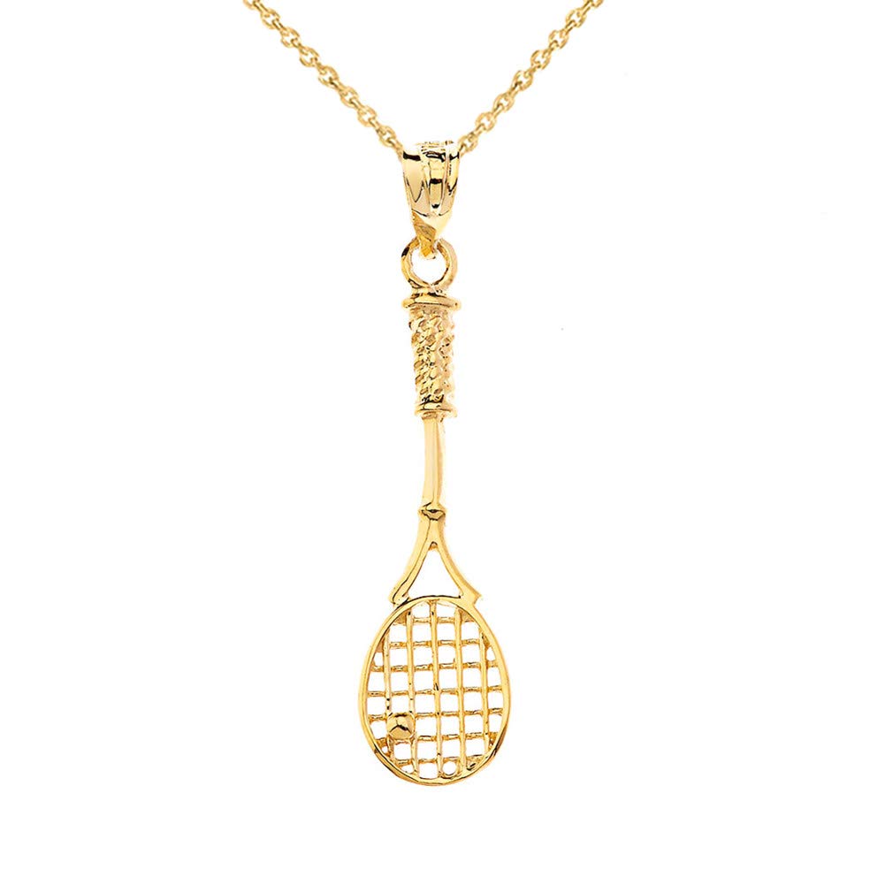 14K Gold Tennis Racket Charm Pendant Necklace for Women - Elegant Sports Jewelry Gift for Tennis Lovers, Players & Coaches (Perfect for Matches, Birthdays & Anniversaries)