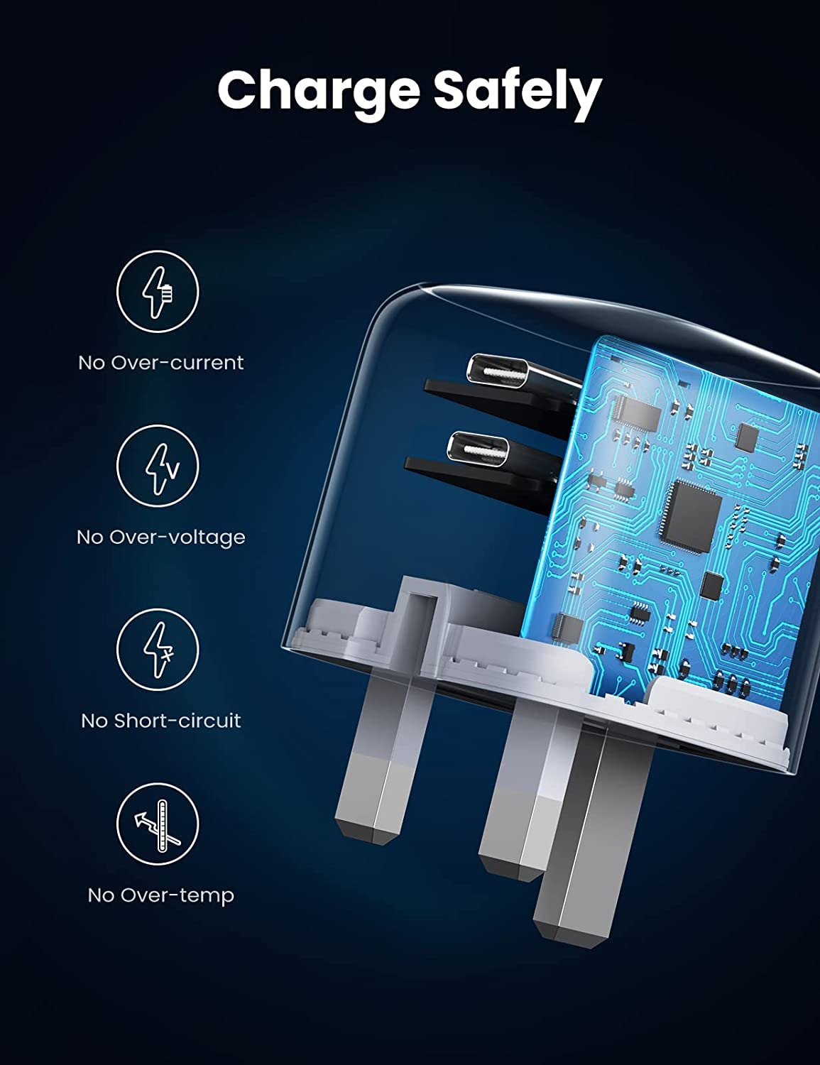 45W GaN Fast Charger with Dual PD 3.0 Ports & PPS - Compatible with Google Pixel Fold, Tablet, Pixel 9A/9/9 Pro/XL/9 Pro Fold/8/8 Pro/7/7 Pro/8A/7A/6A/6/6 Pro - Includes USB-C Cable for Fast Charging at Home, Office & Travel