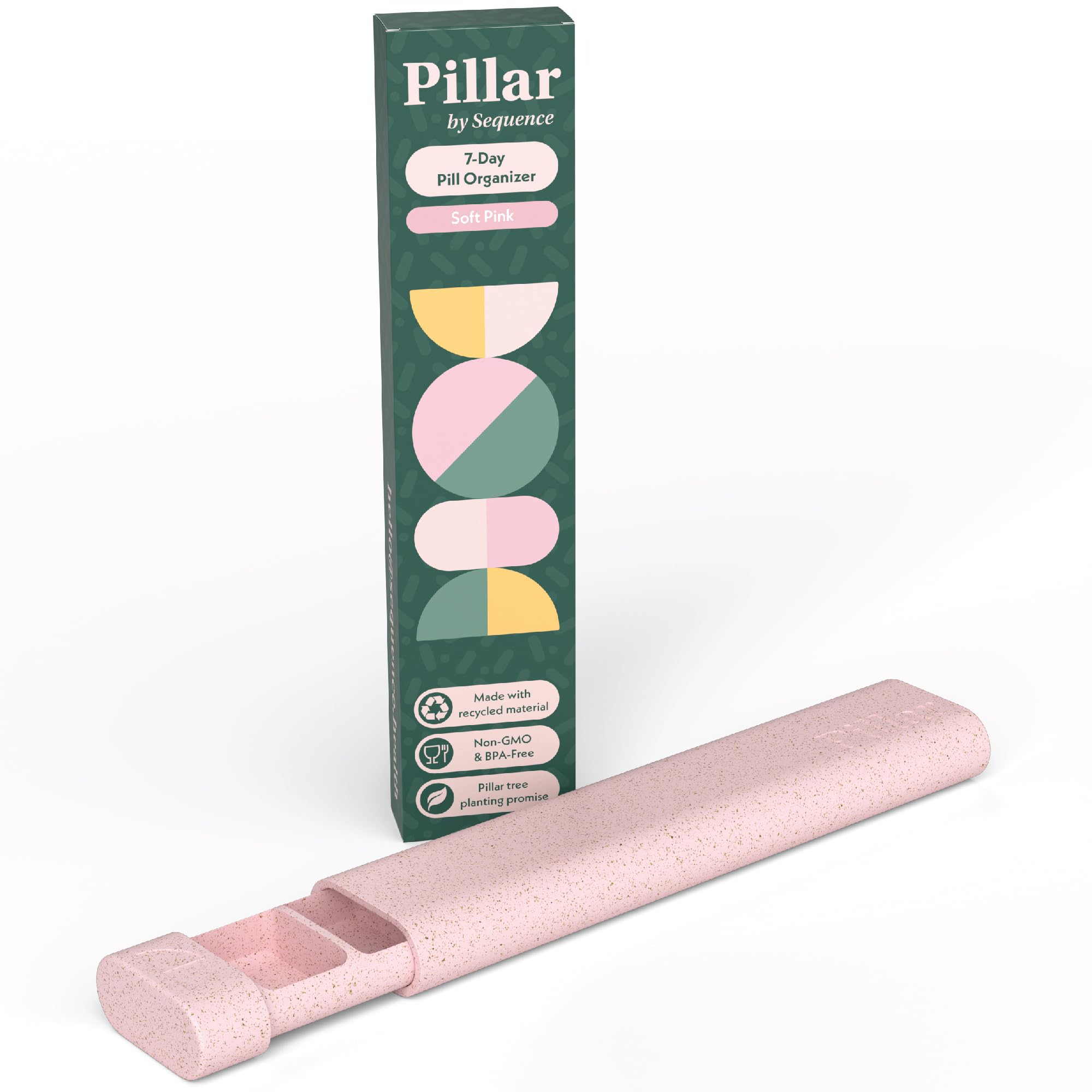 7-Day Pill Organizer with BPA-Free Wheat Straw | Cute Travel Pill Box for Medication & Vitamins | Soft Pink Portable Pill Case for Home, Office & Travel