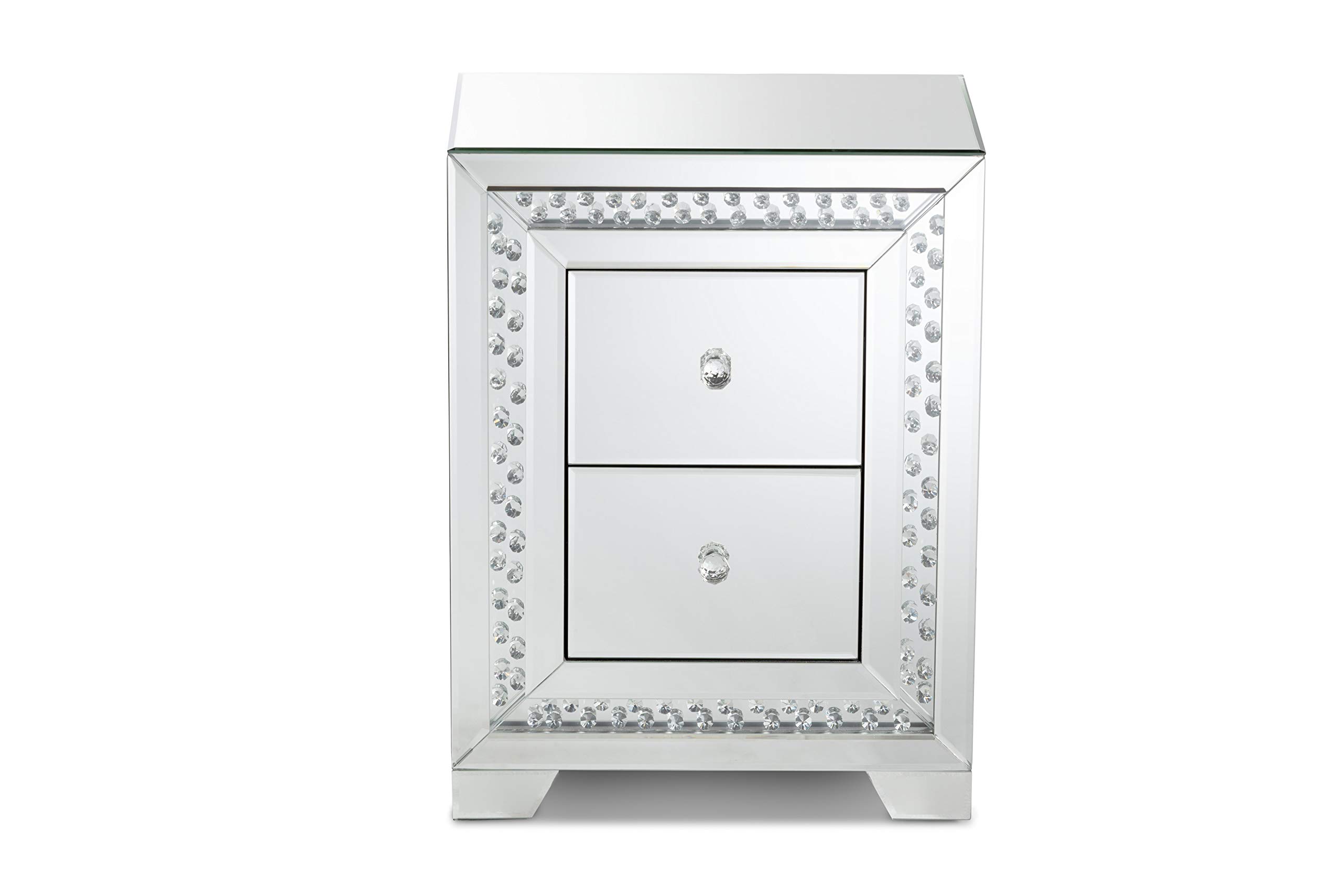 Baxton Studio Modern Nightstand with Drawer - Silver Finish Bedside Table for Bedroom, Living Room & Guest Room - Compact Storage Solution for Small Spaces