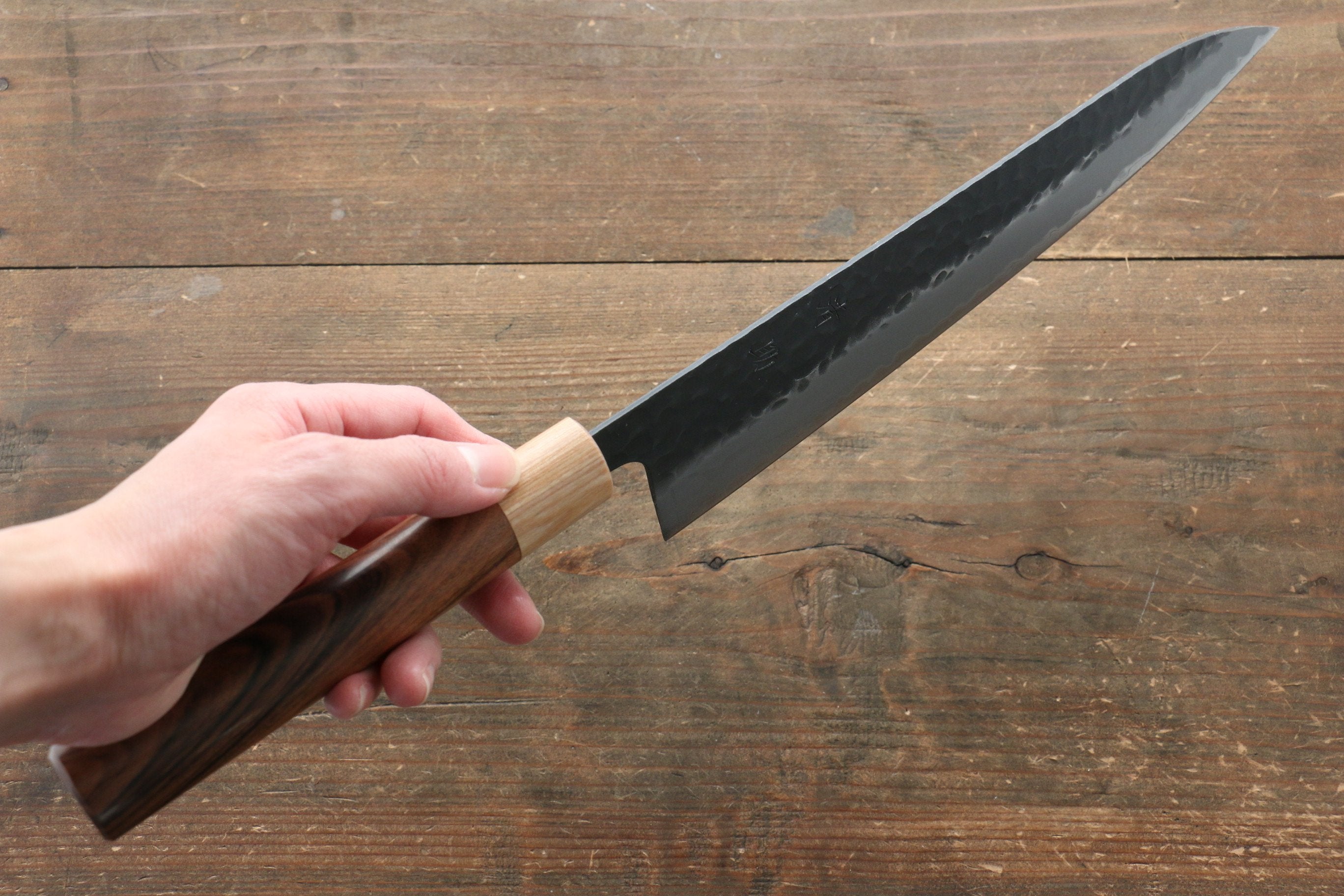 Premium Seisuke Kokubyaku Blue Super Hammered Gyuto 240mm Japanese Chef Knife with Morado Handle - Perfect for Sushi, Meat Slicing & Professional Kitchen Use