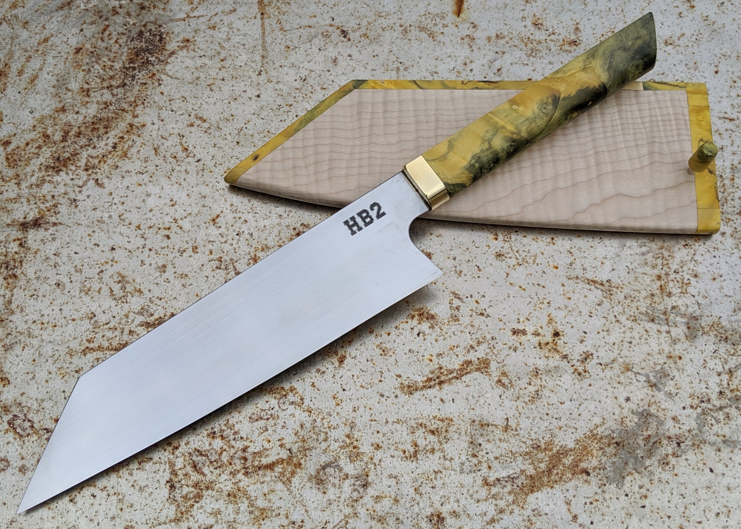 MAV Knives 195mm Kiritsuke Japanese Chef Knife with Saya (HB2) - Perfect for Sushi, Sashimi & Precision Vegetable Cutting