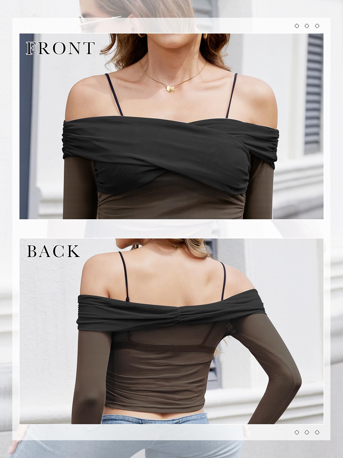Trendy Women's V-Neck Sheer Mesh Long Sleeve T-Shirt - Casual & Party Clubwear Tee for Women | Perfect for Night Out, Date Night & Special Occasions 2024